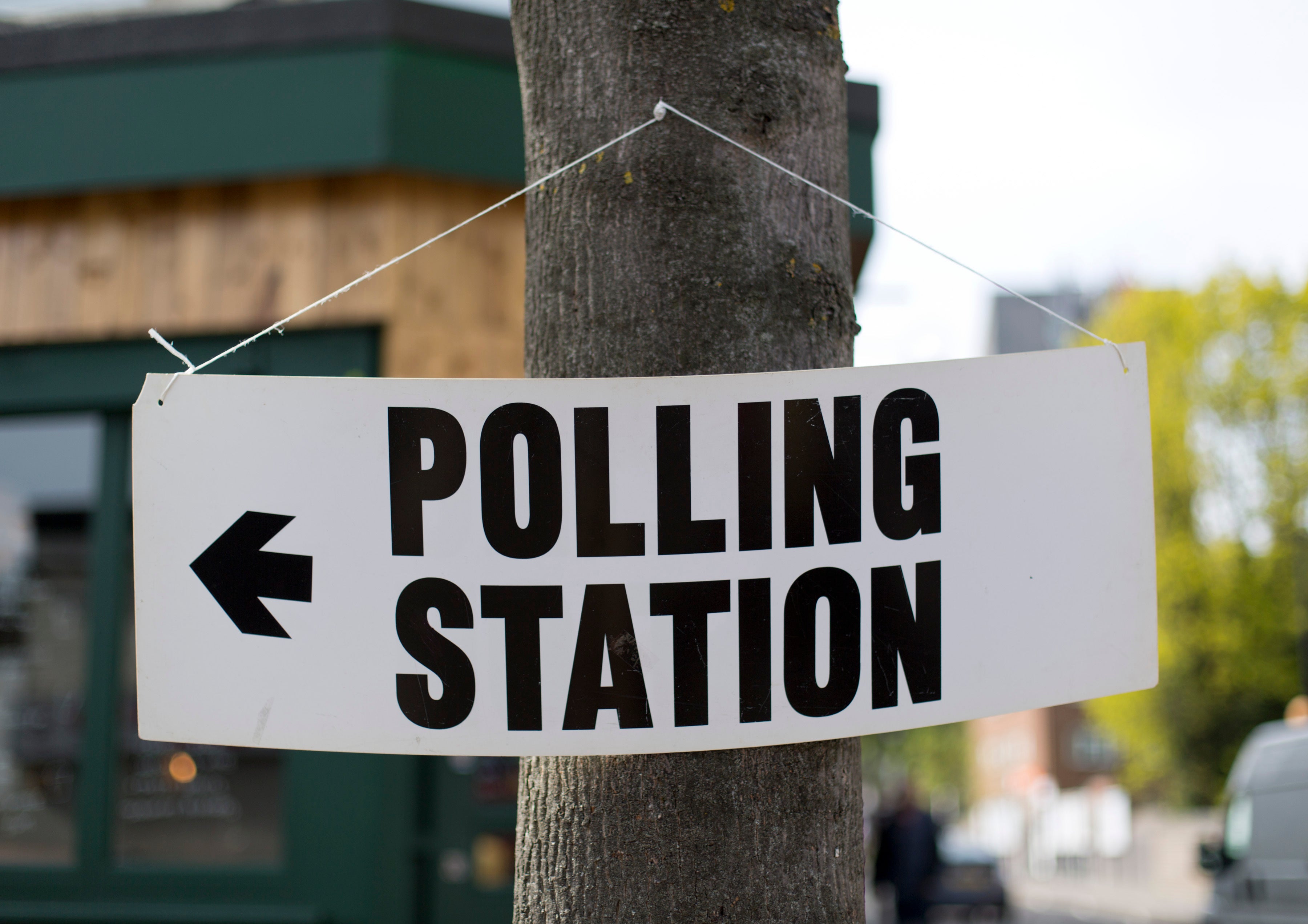 A polling station sign (Yui Mok/PA)