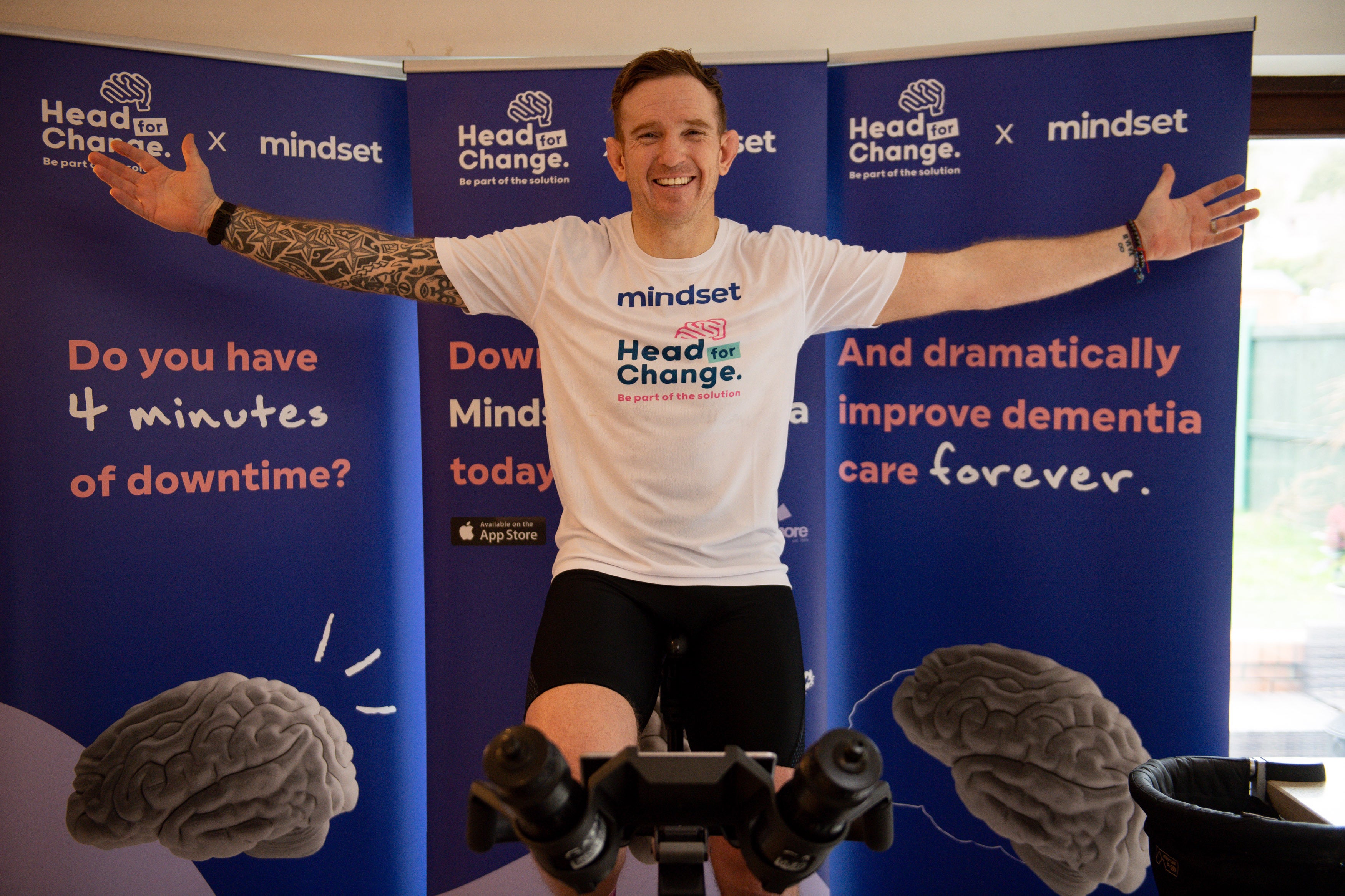 Popham training at his home in Newport, south Wales, ahead of last March’s Head For Change Rugby Ride Challenge