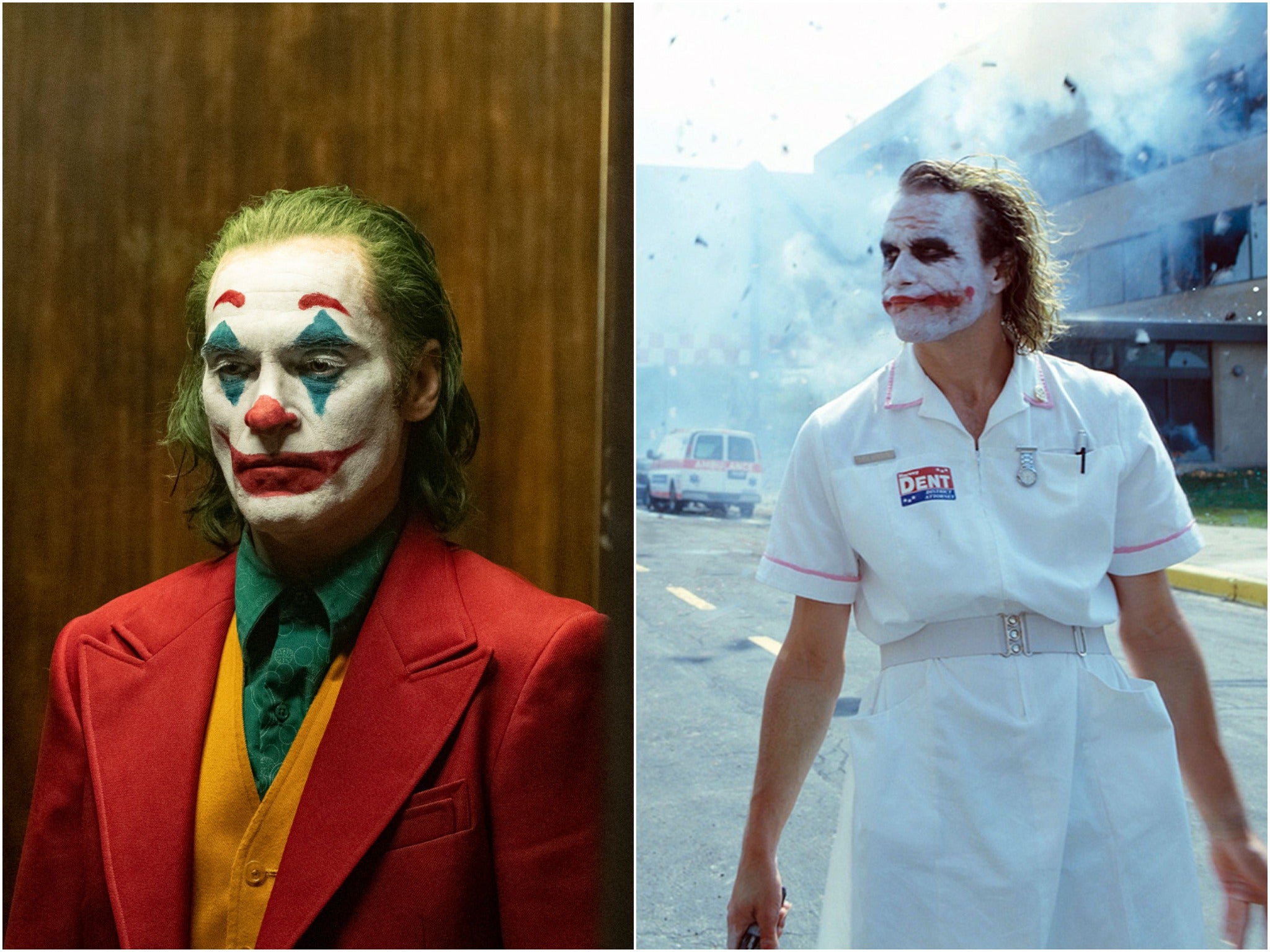 Reincarnations: Joaquin Phoenix and Heath Ledger as the Joker