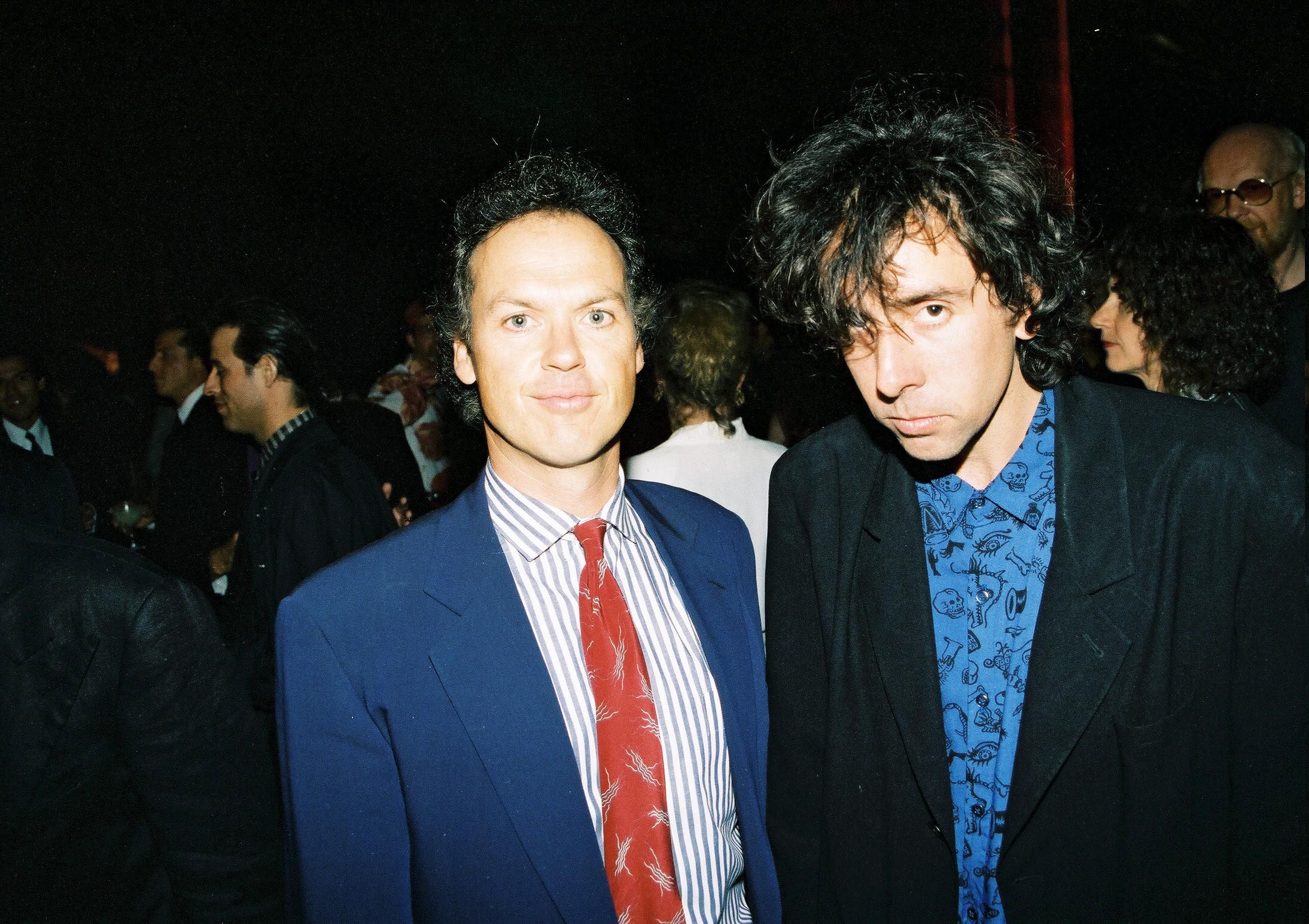 Collaborators Michael Keaton and Tim Burton in 1992