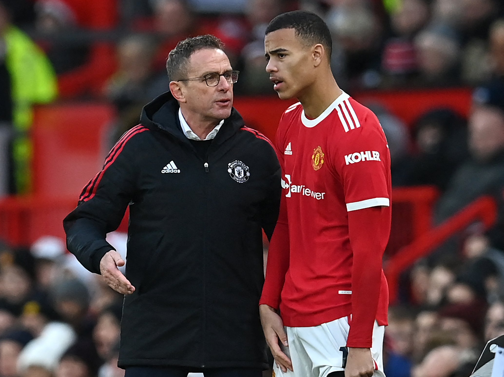 Manchester United manager Ralf Rangnick and Mason Greenwood