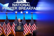 Biden addresses grief and healing at prayer breakfast – event Trump used to attack enemies and boast about The Apprentice