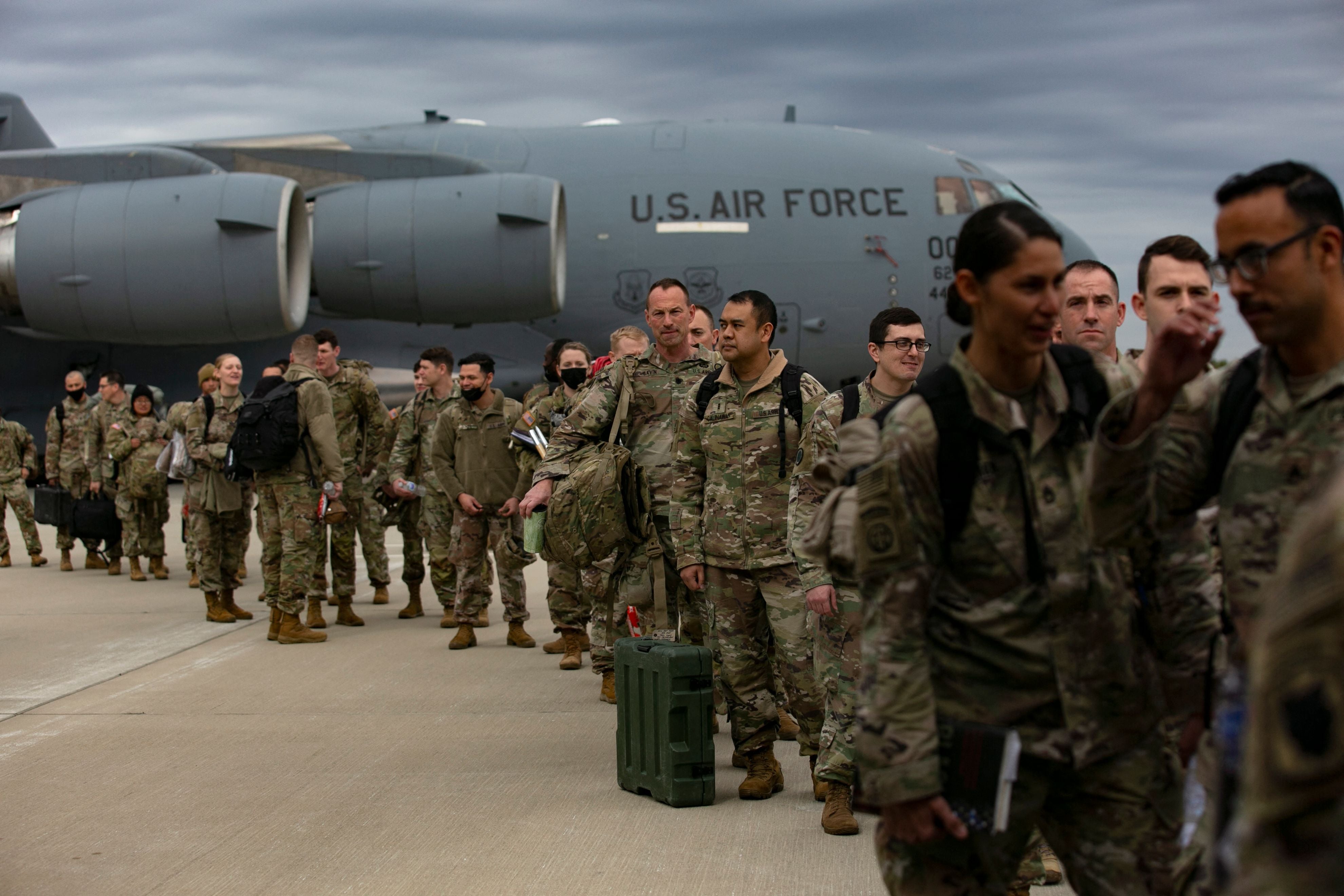 US troops deploy for Europe from Pope Army Airfield at Fort Bragg