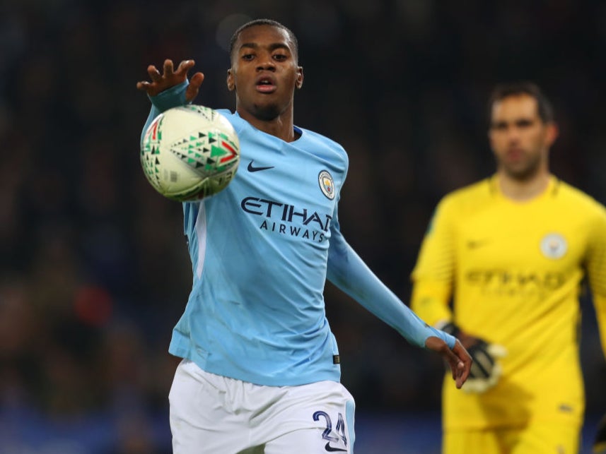 Tosin Adarabioyo in action for Manchester City in 2017