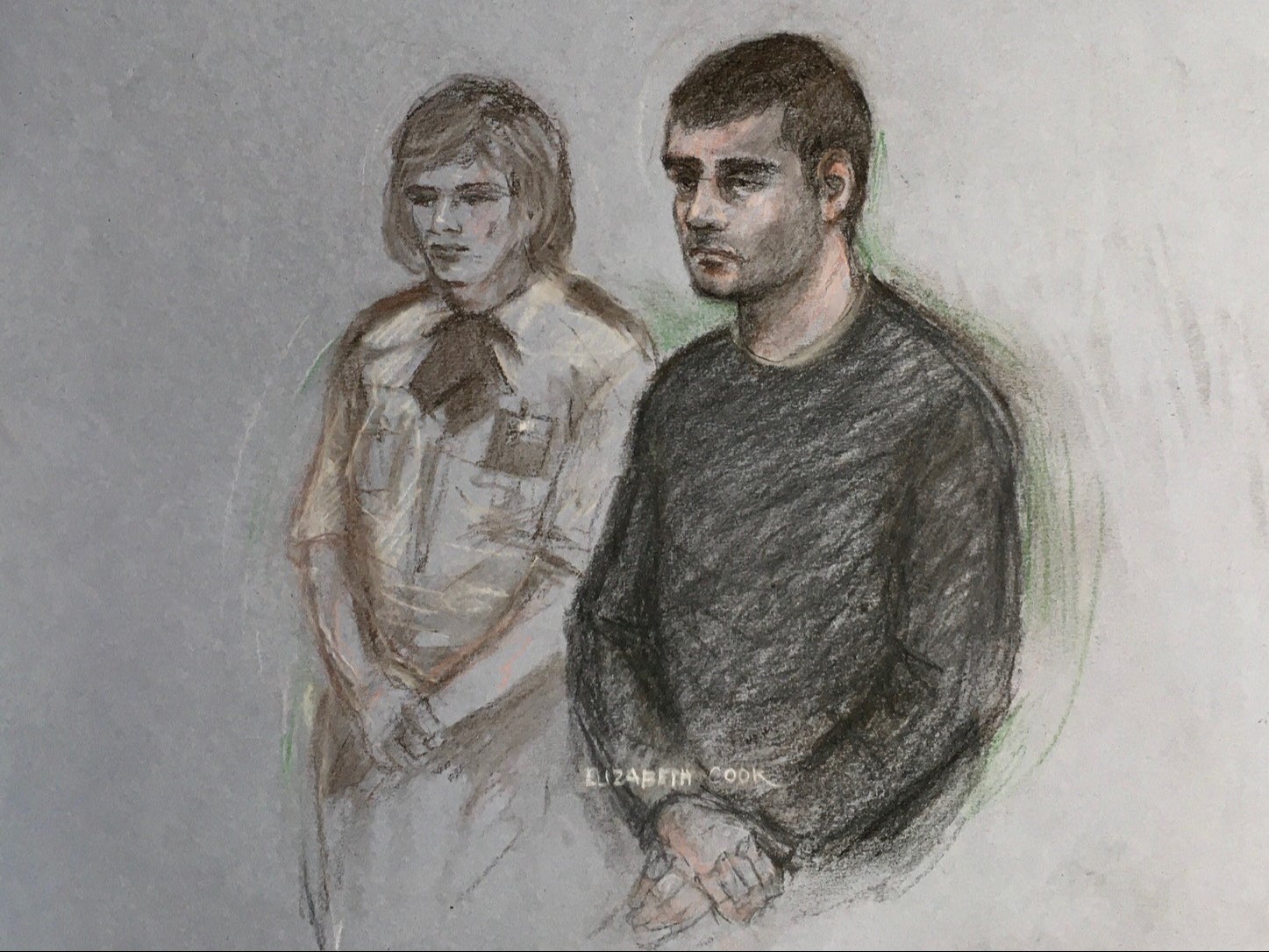 Court artist sketch of Jack Sepple appearing in the dock at Colchester Magistrates’ Court