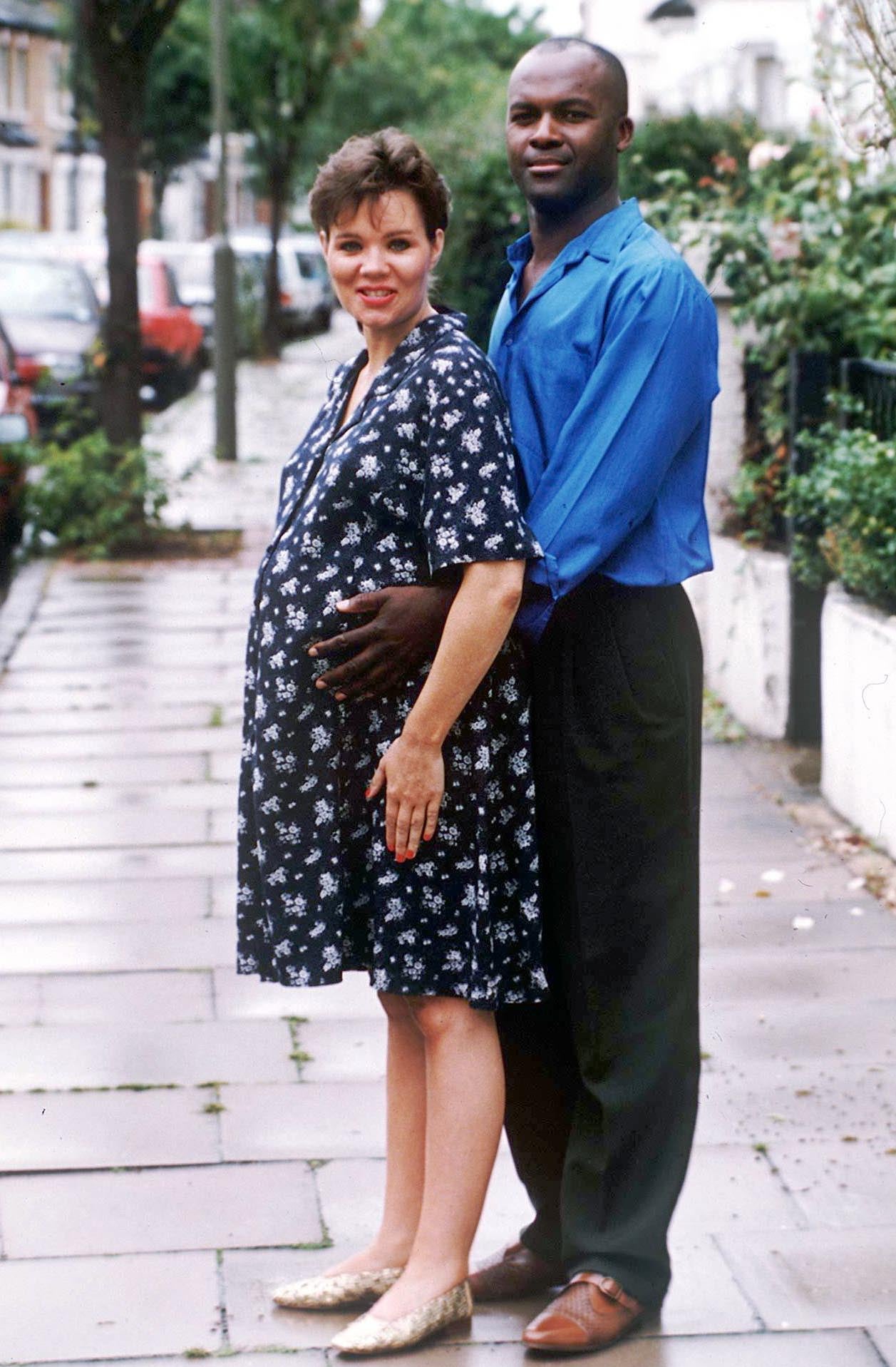 Allwood pictured with Hudson during her pregnancy in 1996.