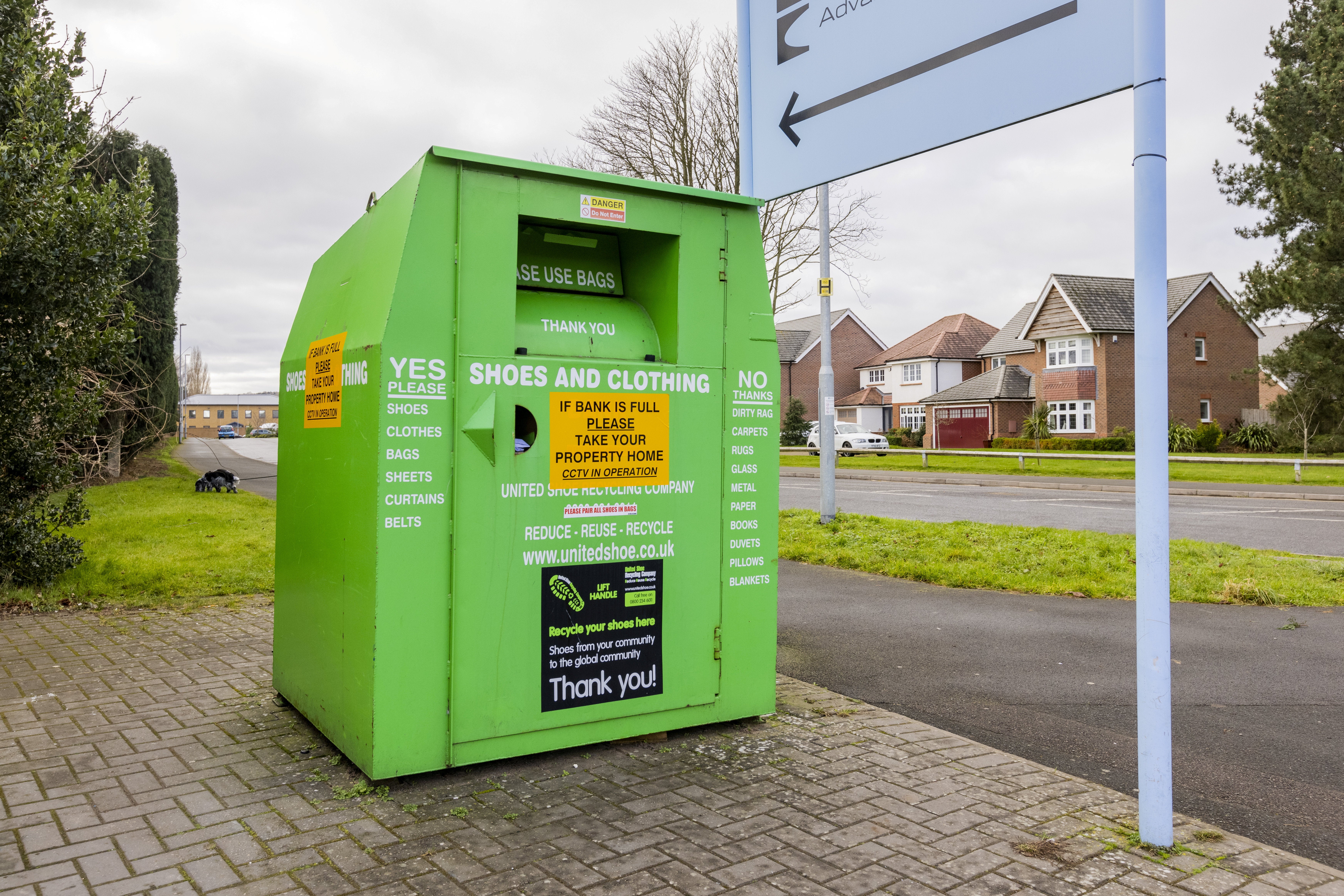 The clothes bin where Pauline left some clothes in Stourport - and cost her dearly