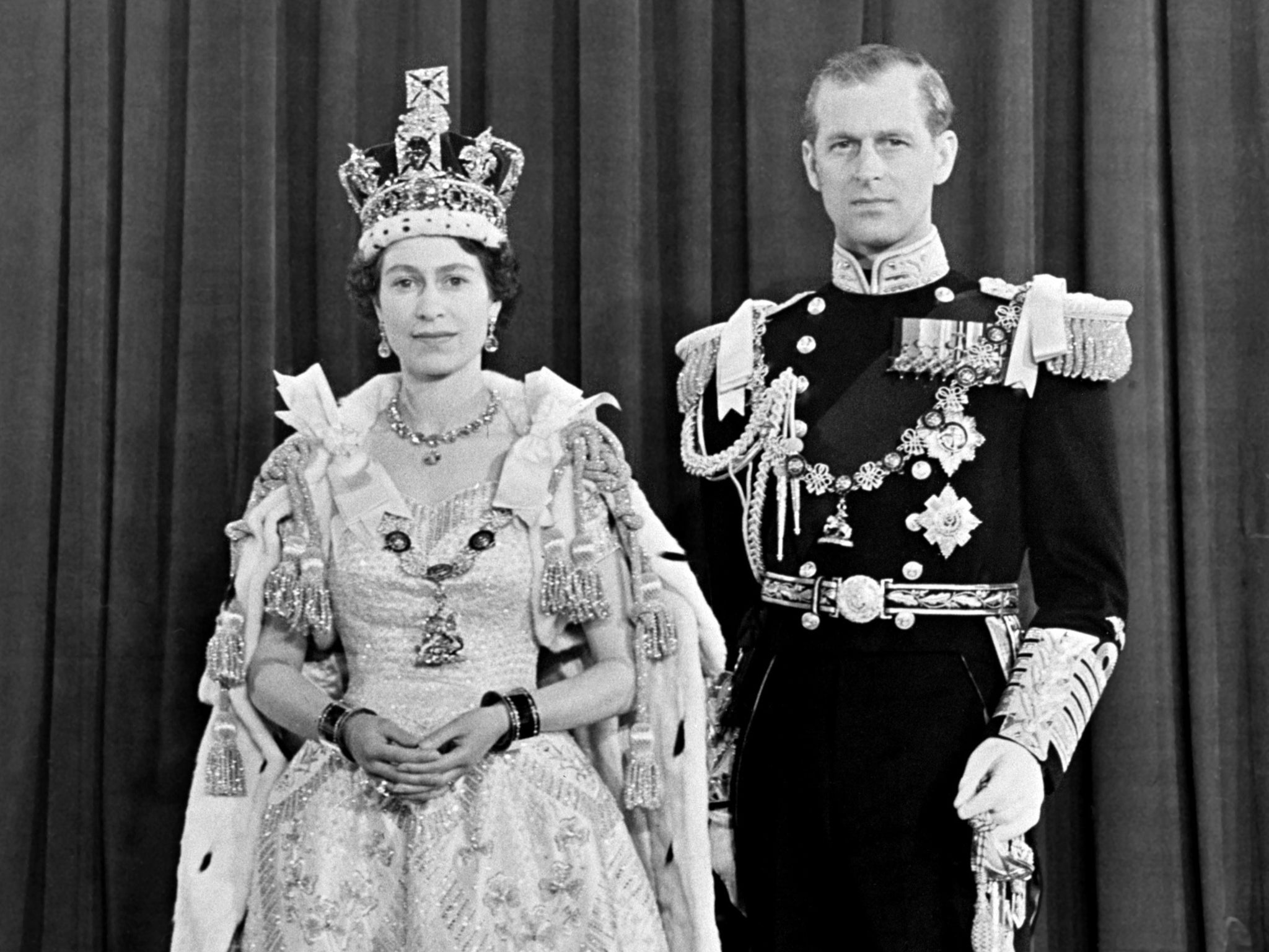 Queen Elizabeth II and Prince Philip at her coronation in 1953