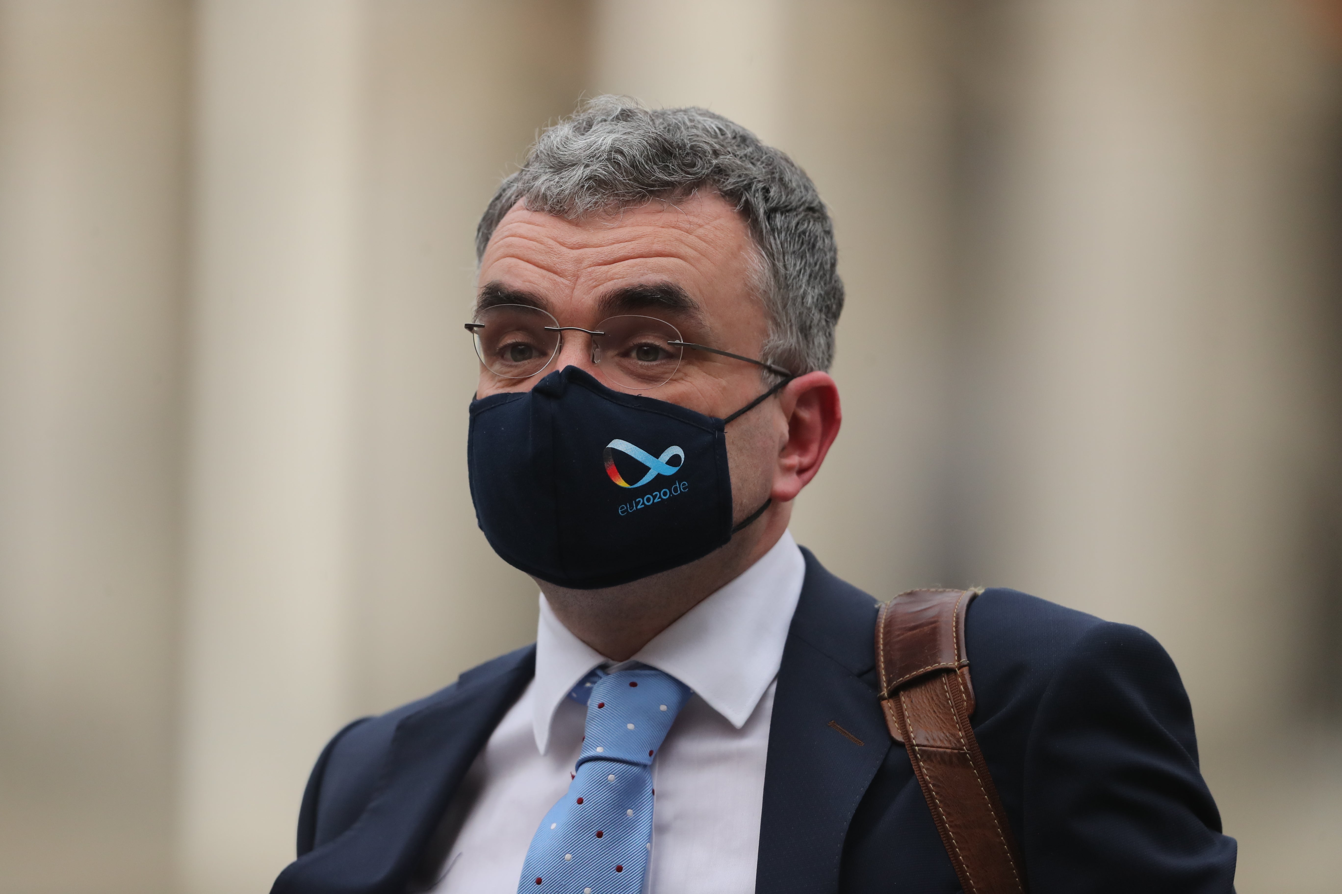 Minister for Agriculture Dara Calleary arrives at Dublin Castle for a cabinet meeting.