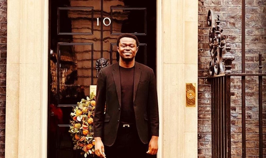 Kay Badu outside No 10 Downing Street