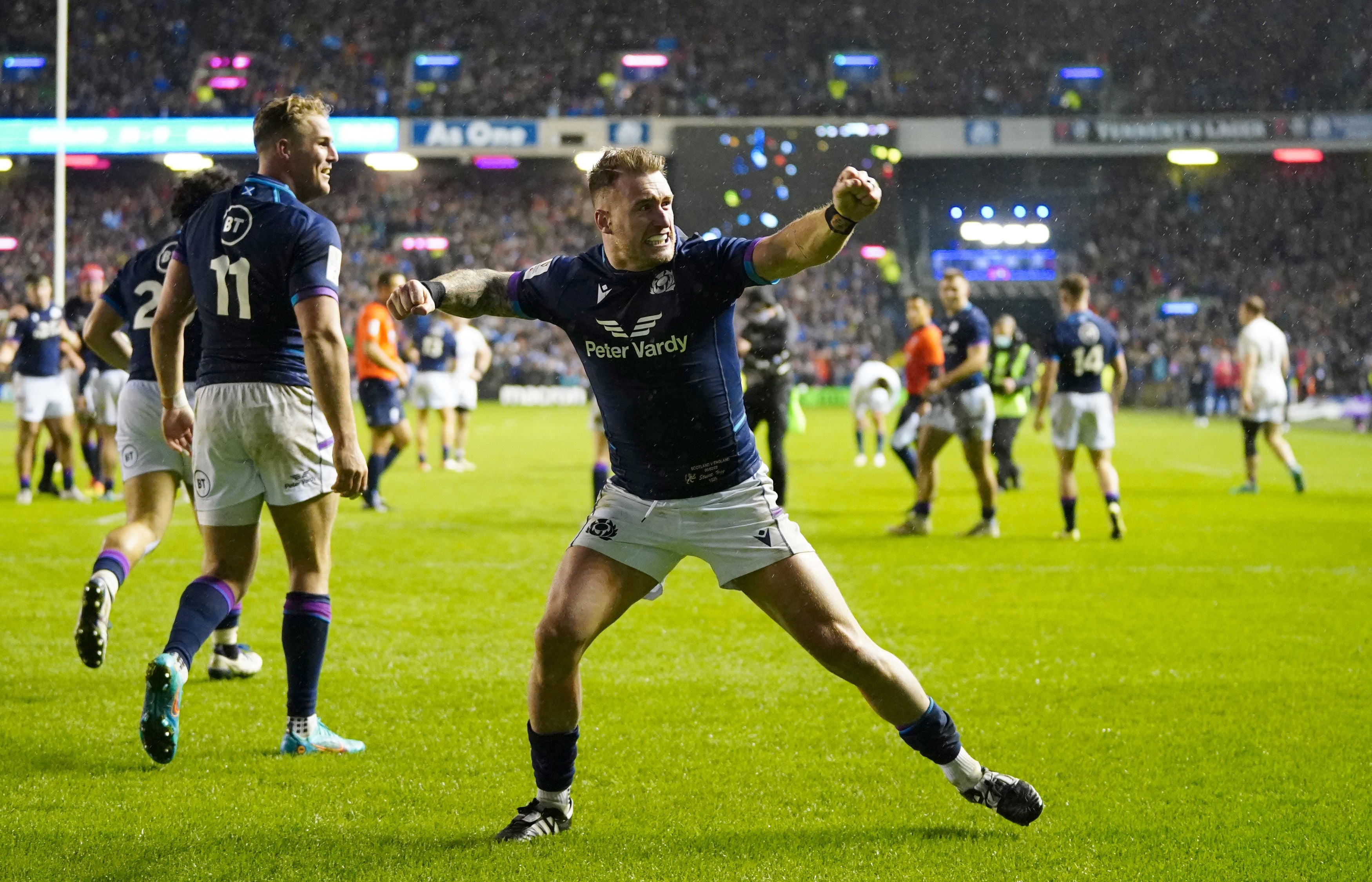 Stuart Hogg celebrates Scotland’s victory