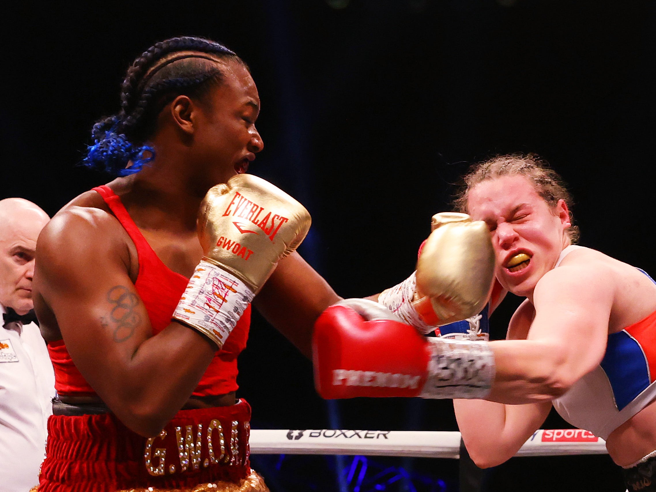 Claressa Shields (left) won all 10 rounds on all three judges' scorecards