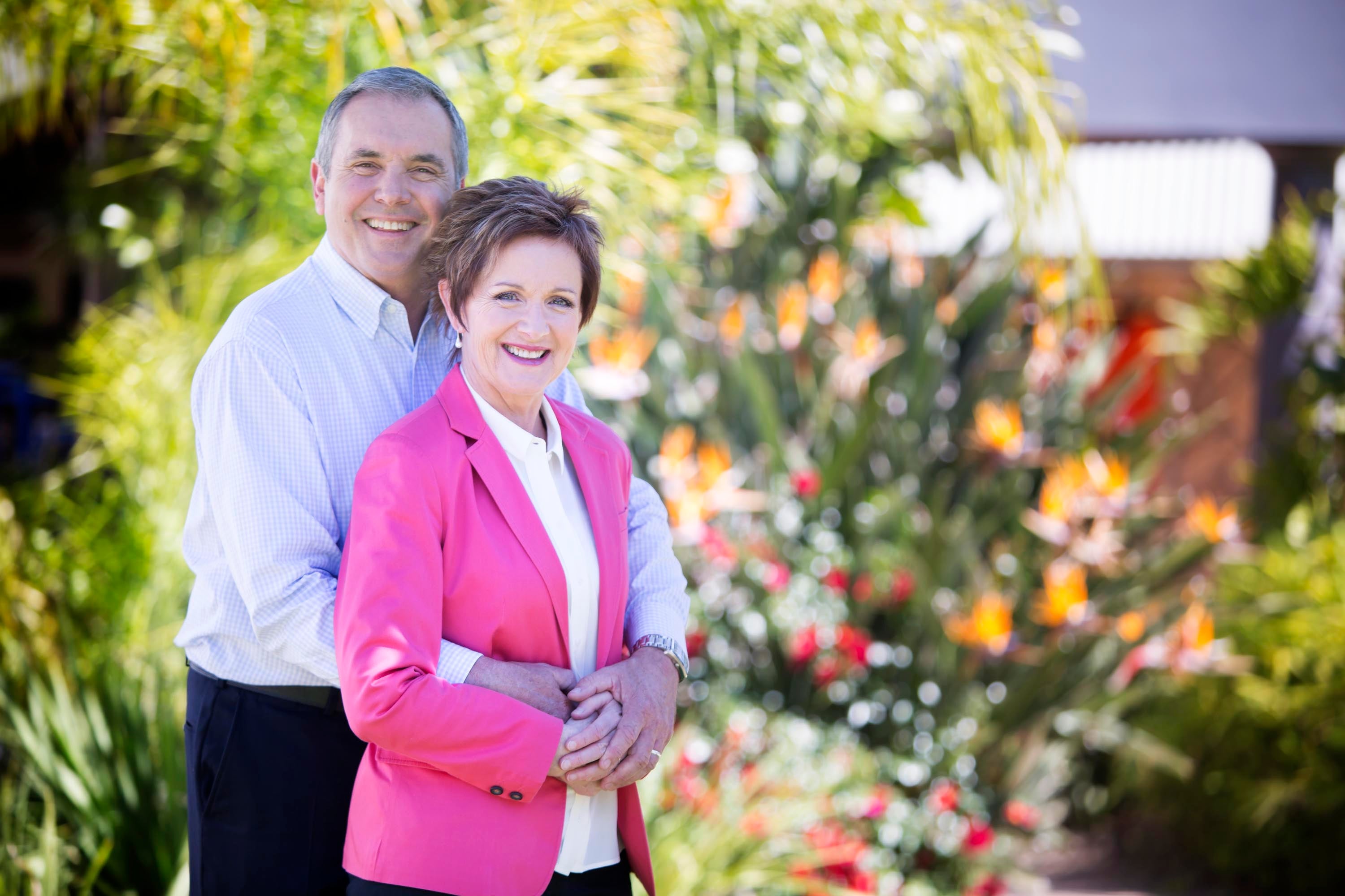 Neighbours actors Alan Fletcher and Jackie Woodburne (Channel 5/Fremantle Media/PA)