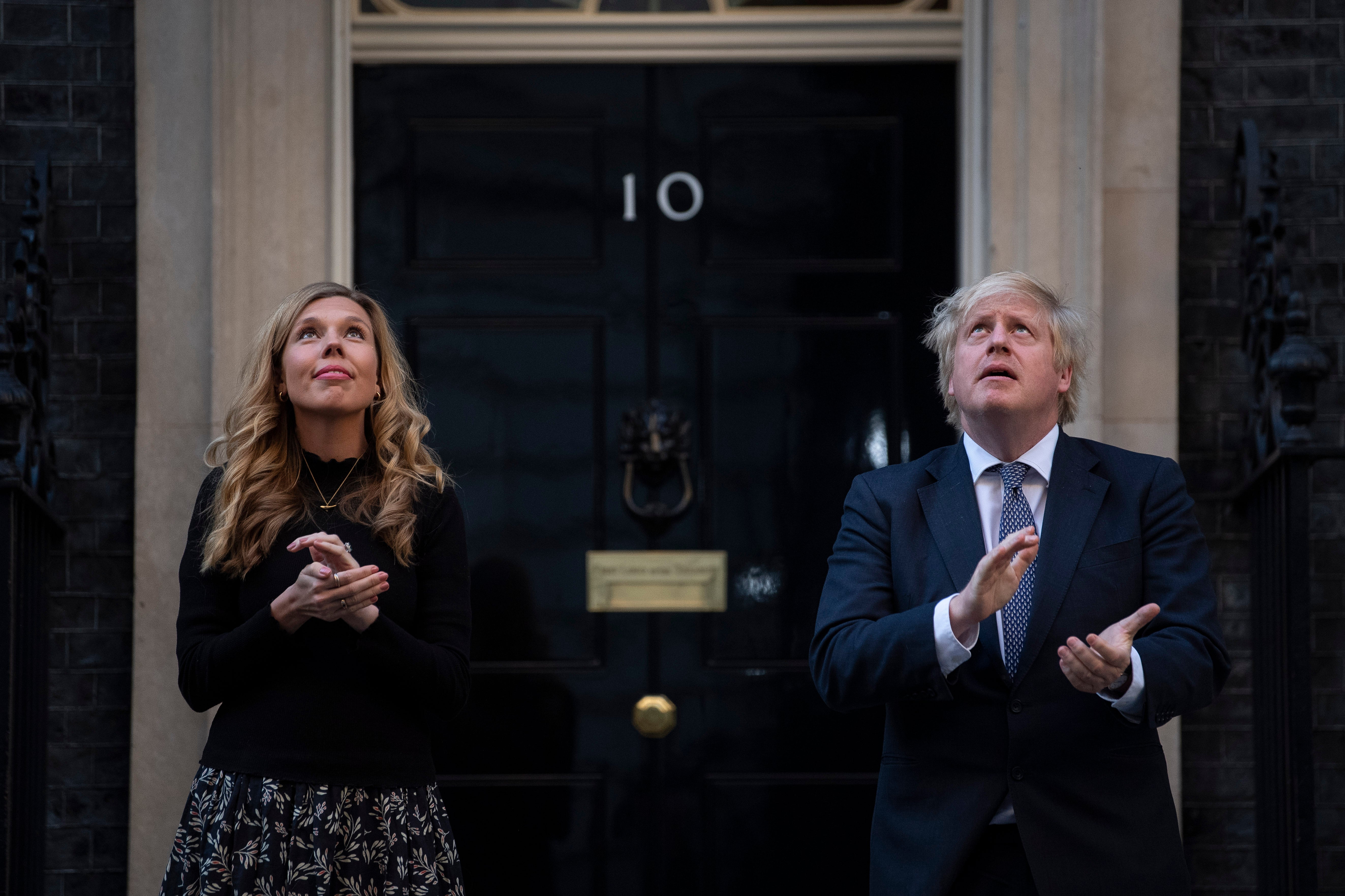 Prime Minister Boris Johnson and his wife Carrie in Downing Street (Victoria Jones/PA)