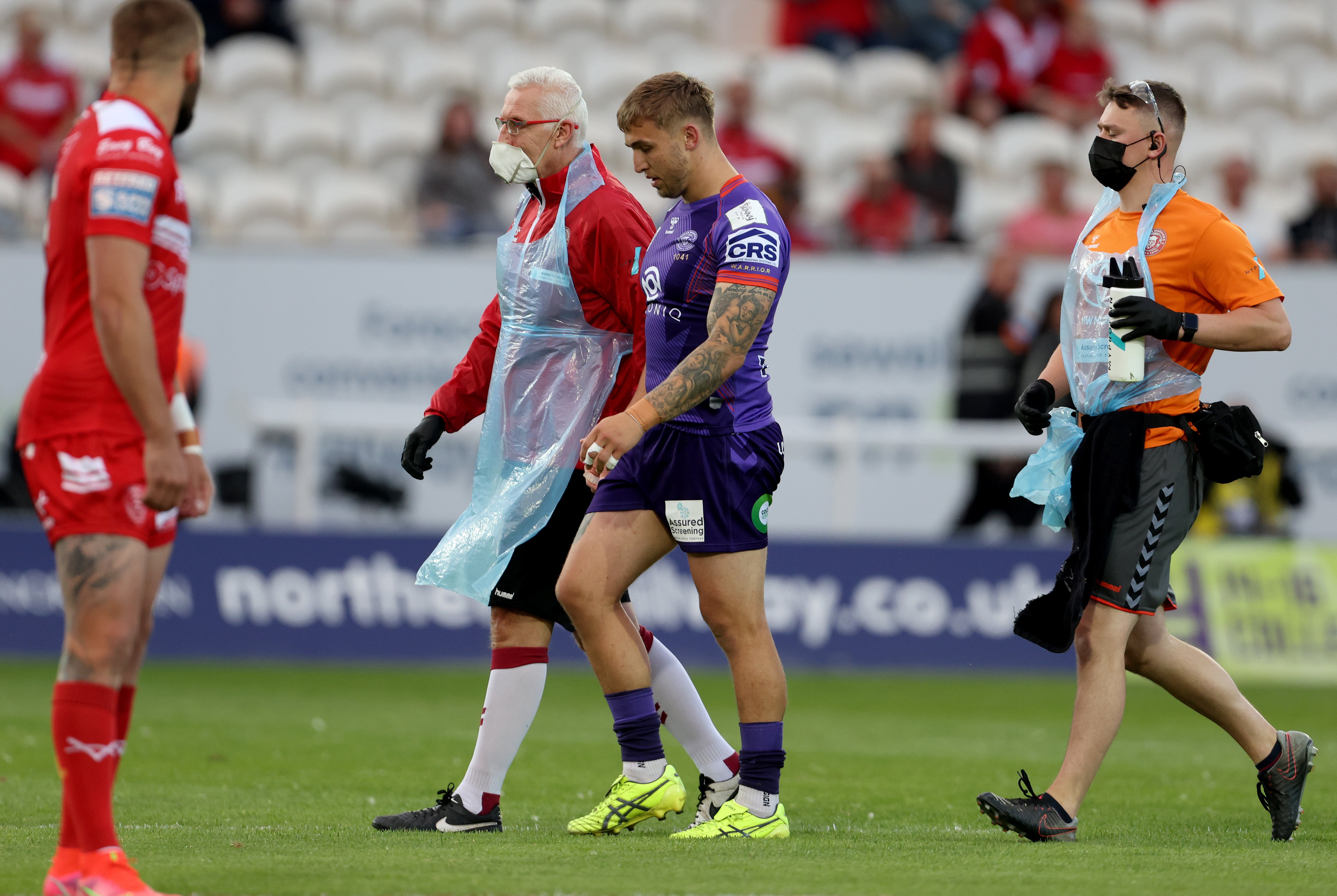 An injured player must leave the field of play, although he can remain on the sidelines for two minutes (Richard Sellers/PA)