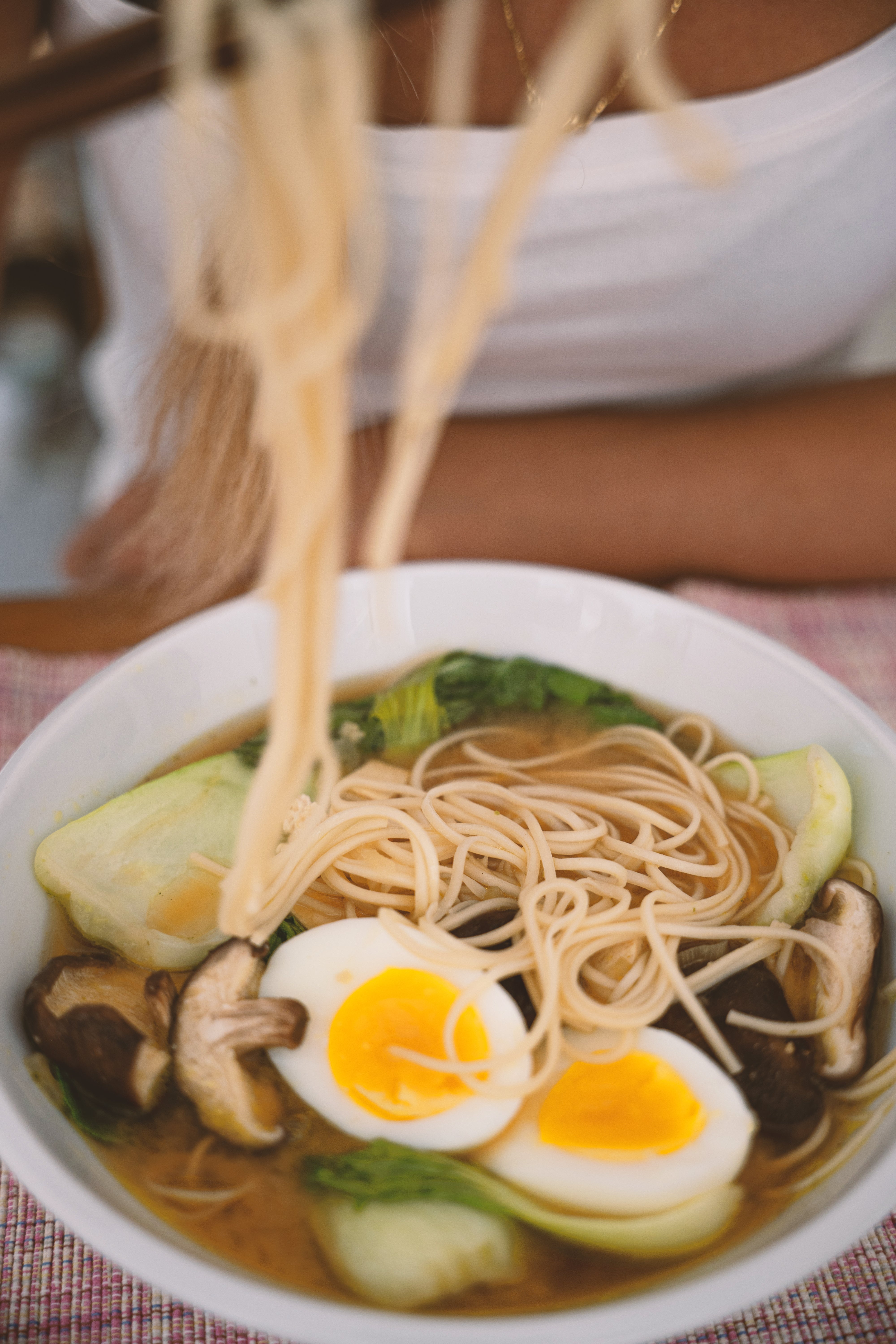 This weeknight ramen features a soothing broth that comes together in just 30 minutes