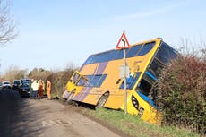 Bus crash: Double decker packed with school children plunges into ditch in Sidlesham