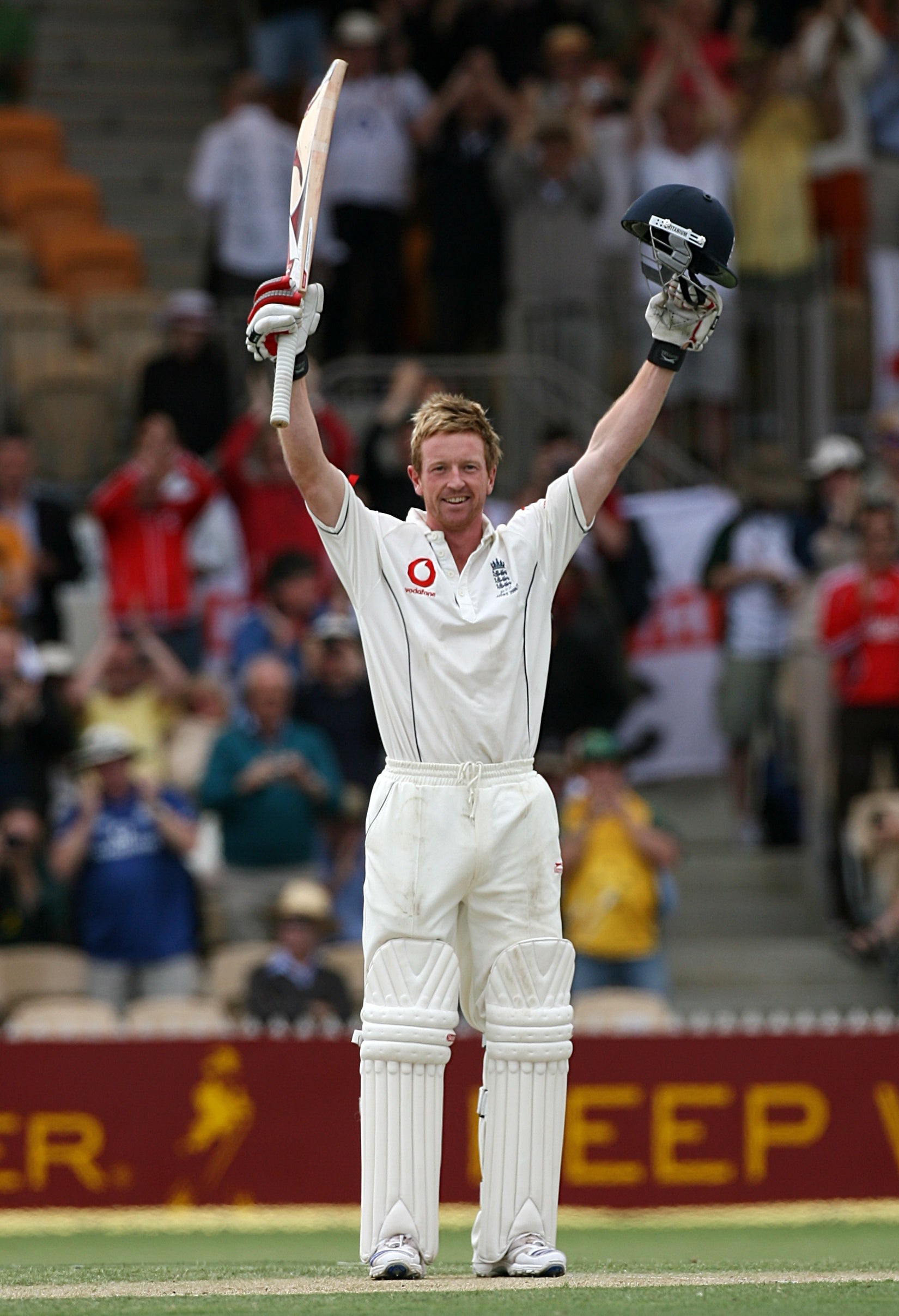 Collingwood celebrates his double century during the 2006 Ashes (Gareth Copley/PA)