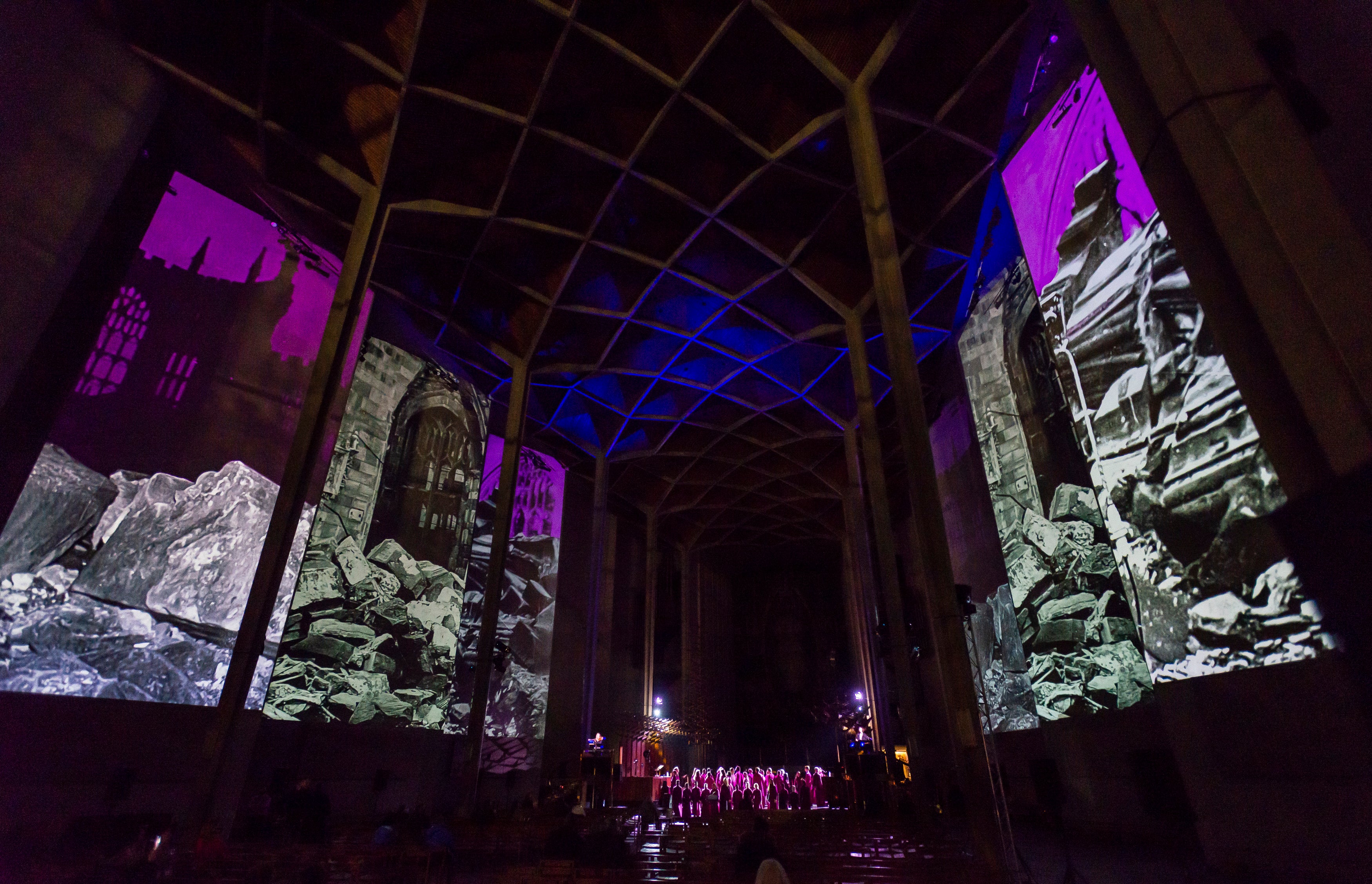 Ghosts in the Ruins, along with music, made use of projections to show the past and present of Coventry