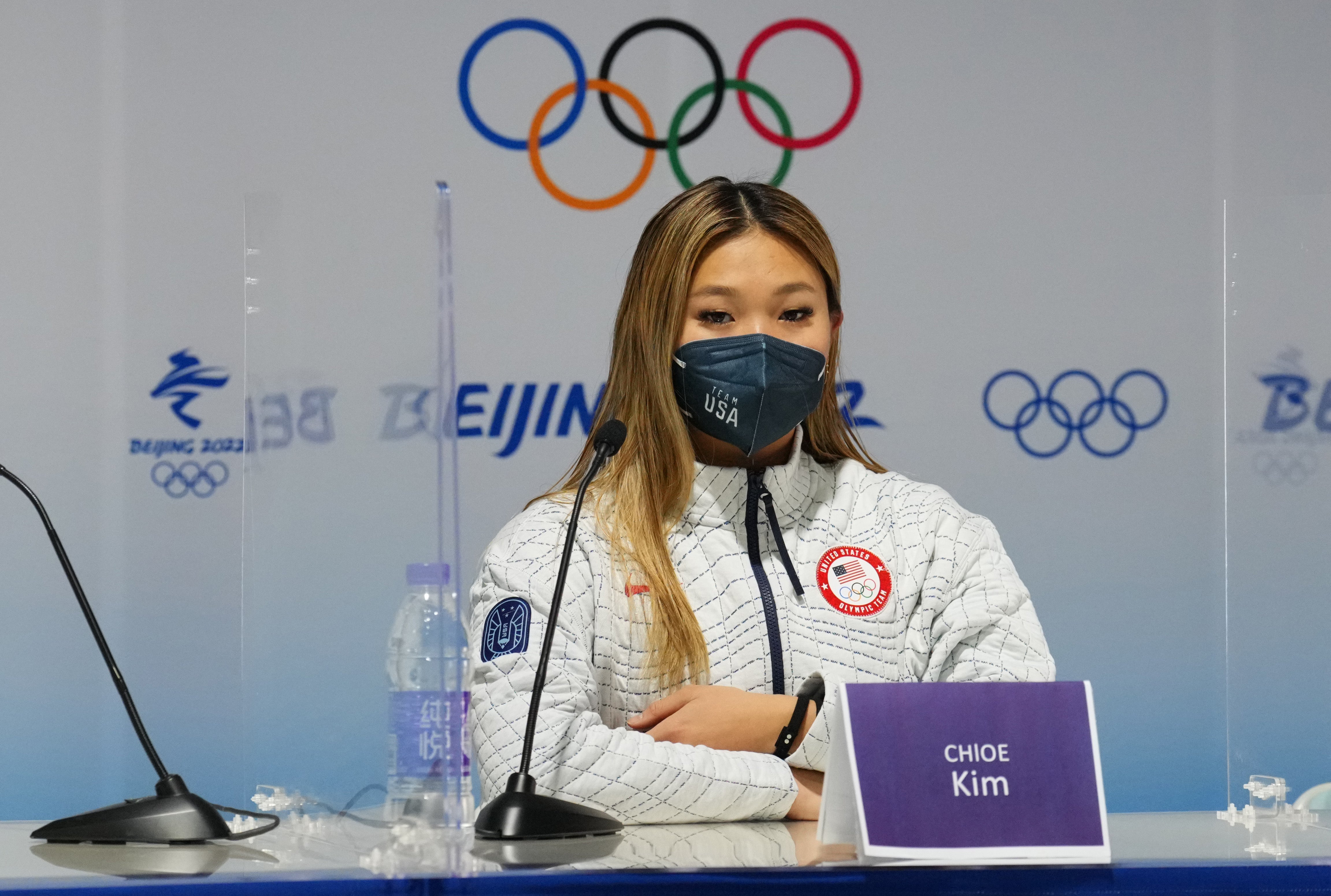 Chloe Kim of Team United States attends a press conference in Zhangjiakou, China