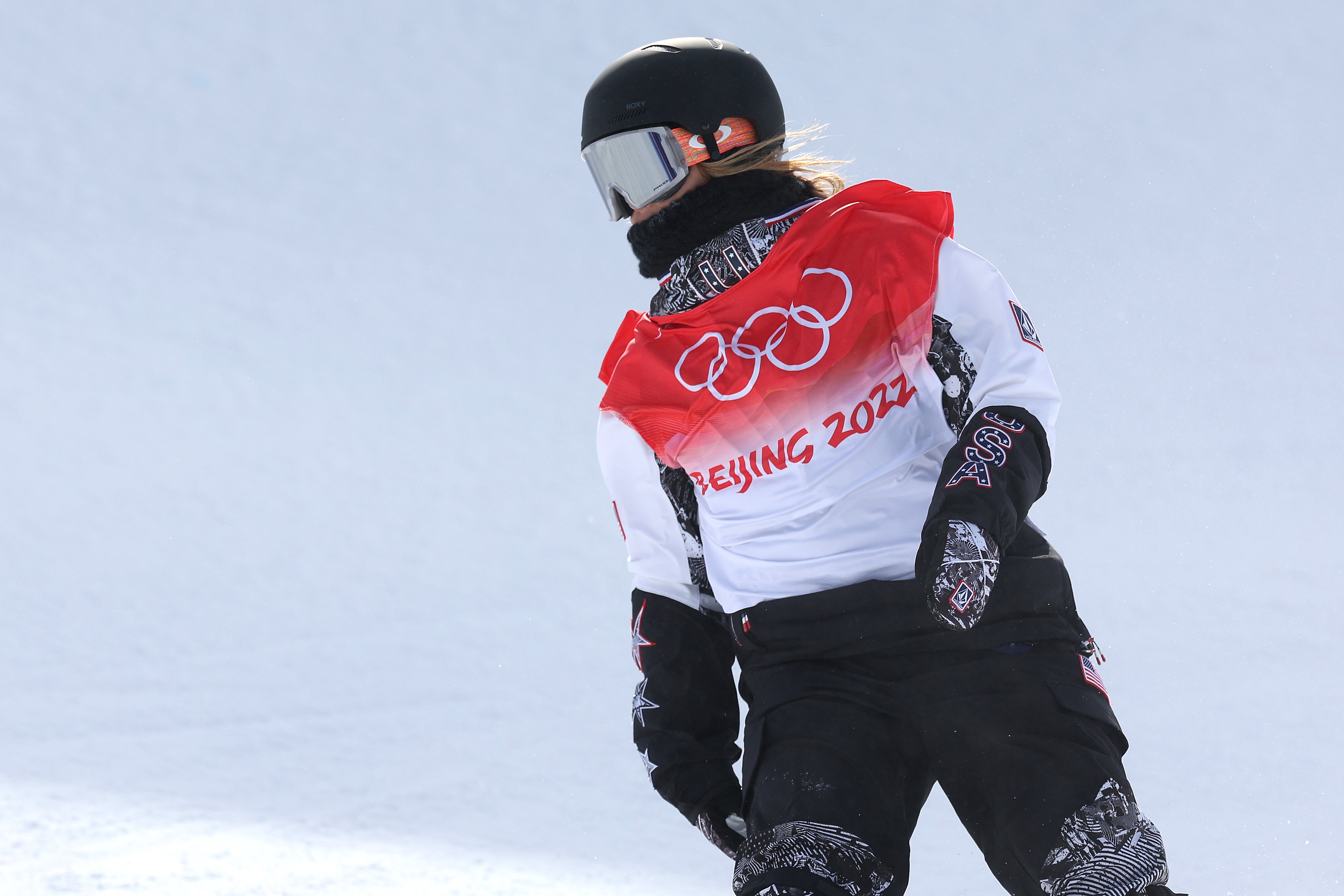 Chloe Kim of Team United States during the snowboard halfpipe training session