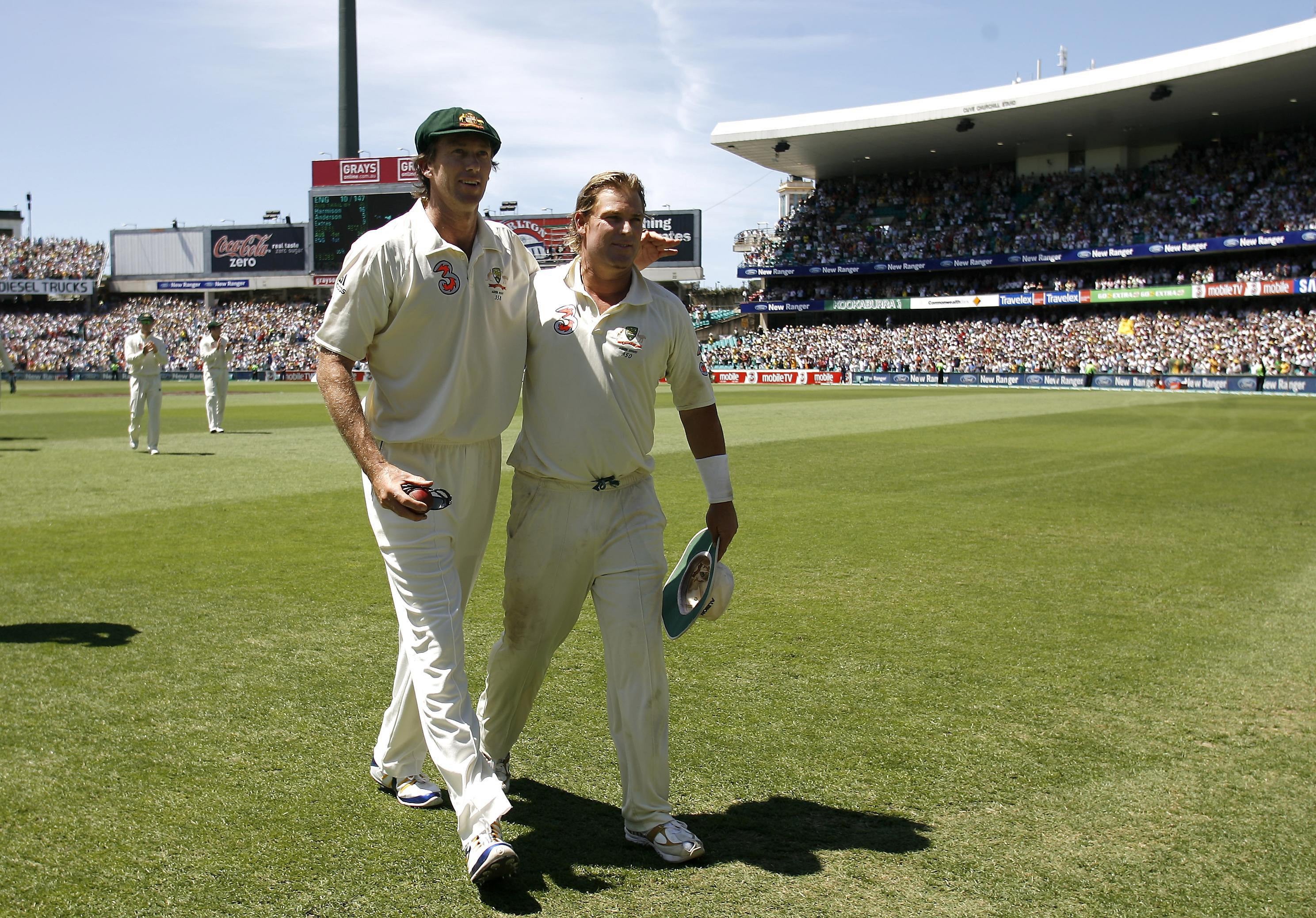 Glenn McGrath, left, and Shane Warne (Gareth Copley/PA)