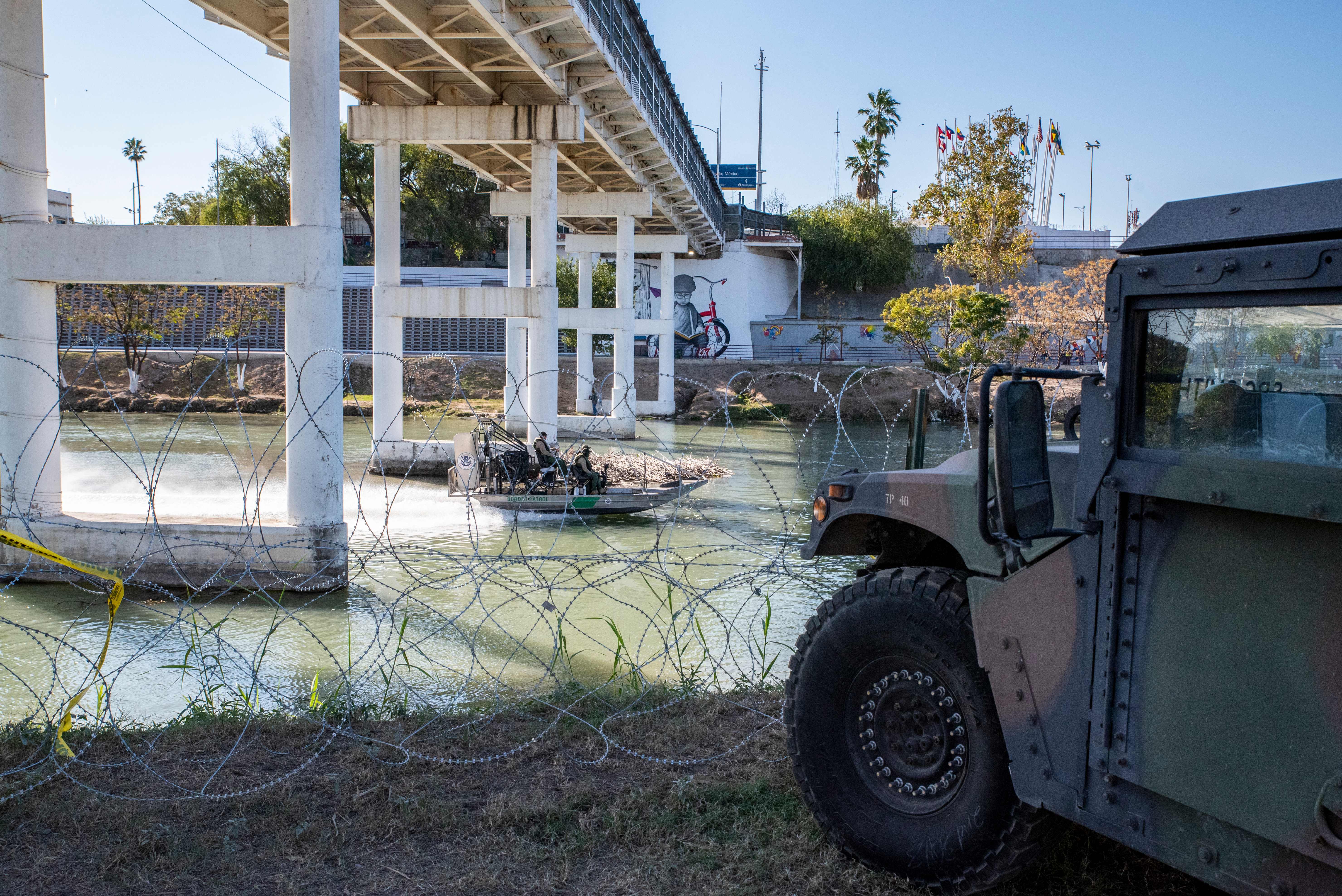 A customs and border control vehicle at the Rio Grande border crossing. Democrats too often forget that many members of the border patrol police are Latino