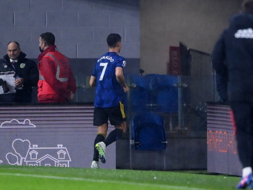 Cristiano Ronaldo sprints down the tunnel at full-time