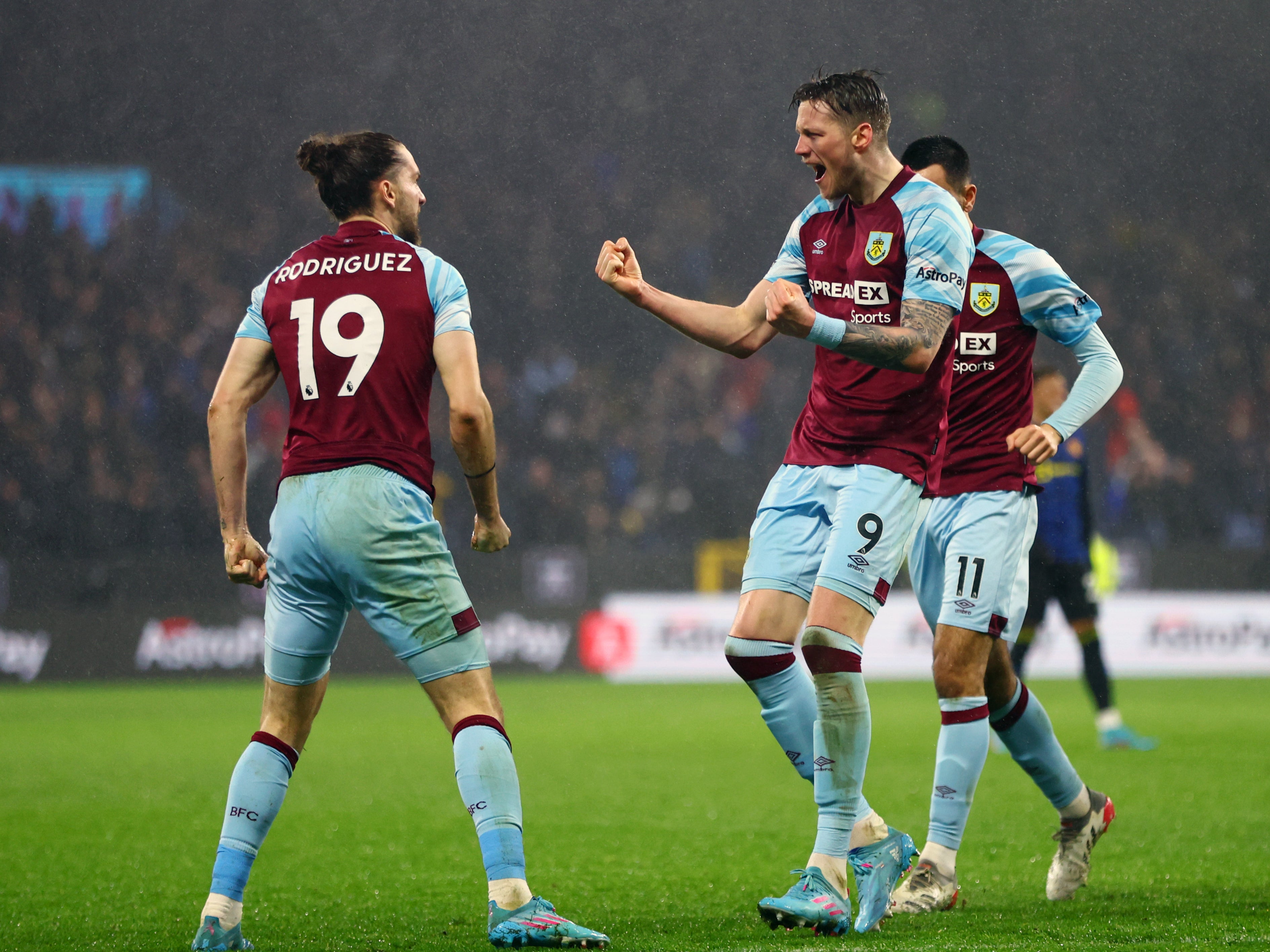 Burnley celebrate Jay Rodriguez’s goal