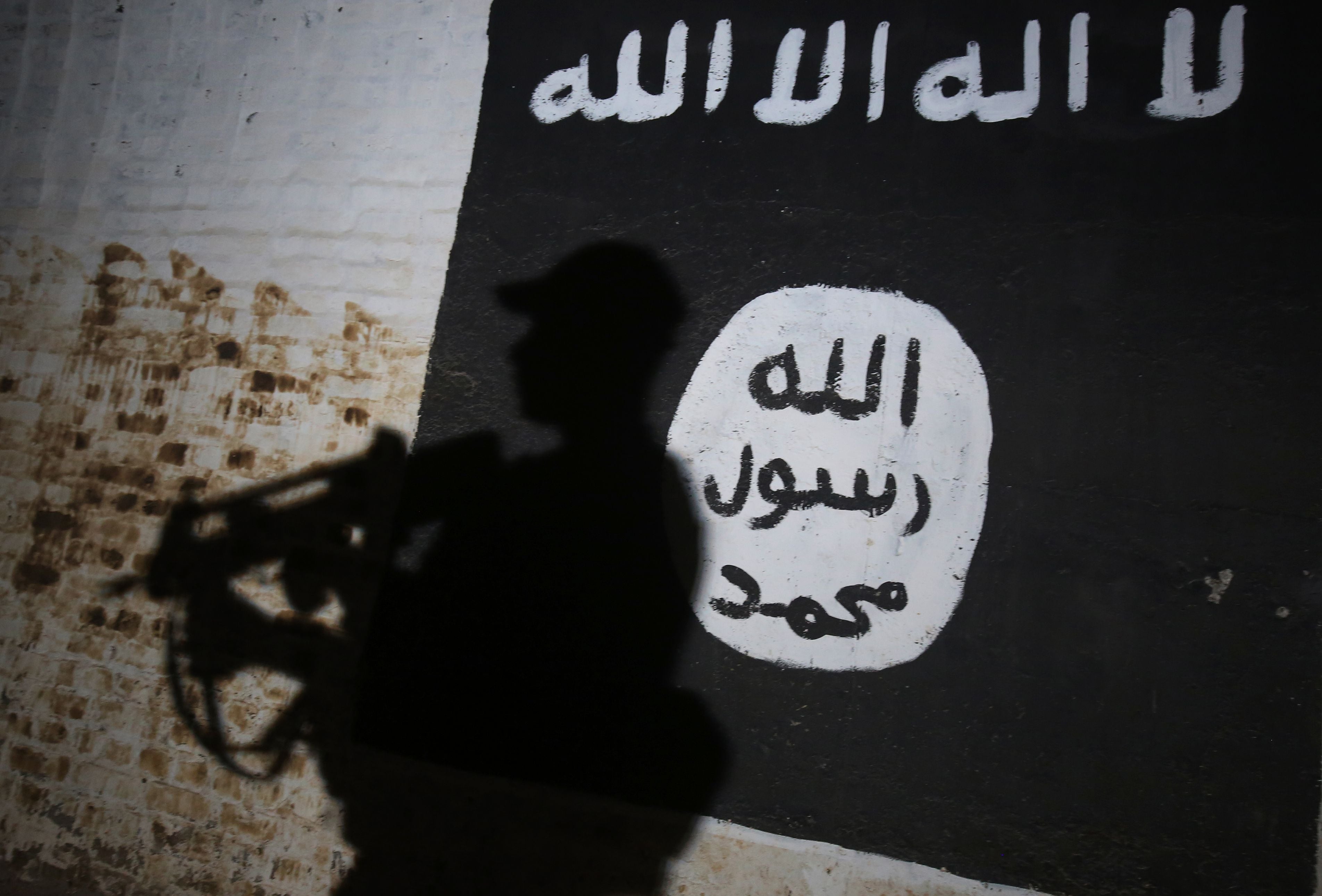 File photo: A mural bearing the logo of the Isis group