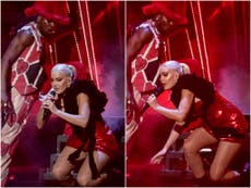 Anne Marie jokes she’ll ‘be in touch’ with Specsavers after falling on stage at Brit Awards