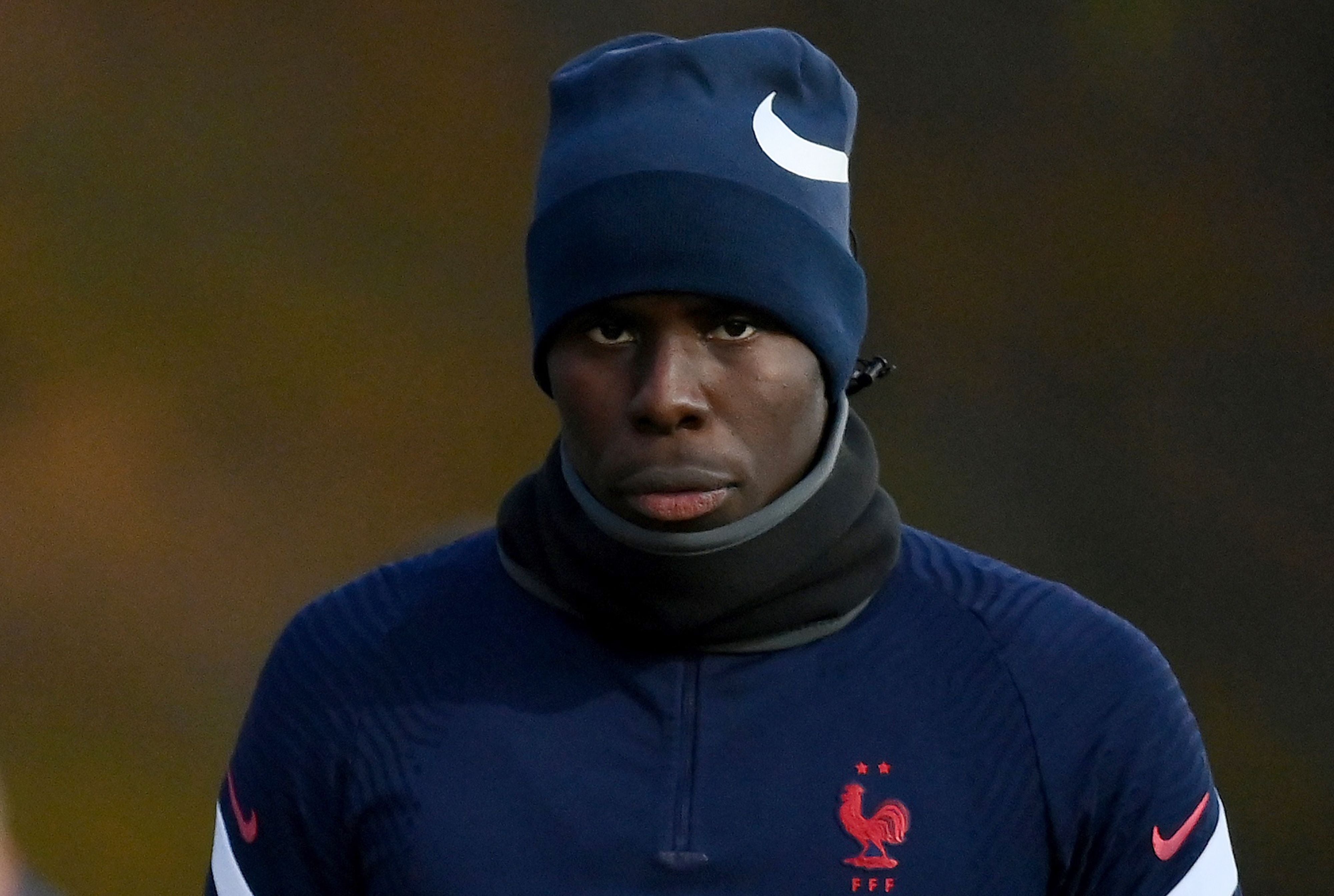 File photo: France and West Ham defender Kurt Zouma at training in Clairefontaine-en-Yvelines, 11 November 2021