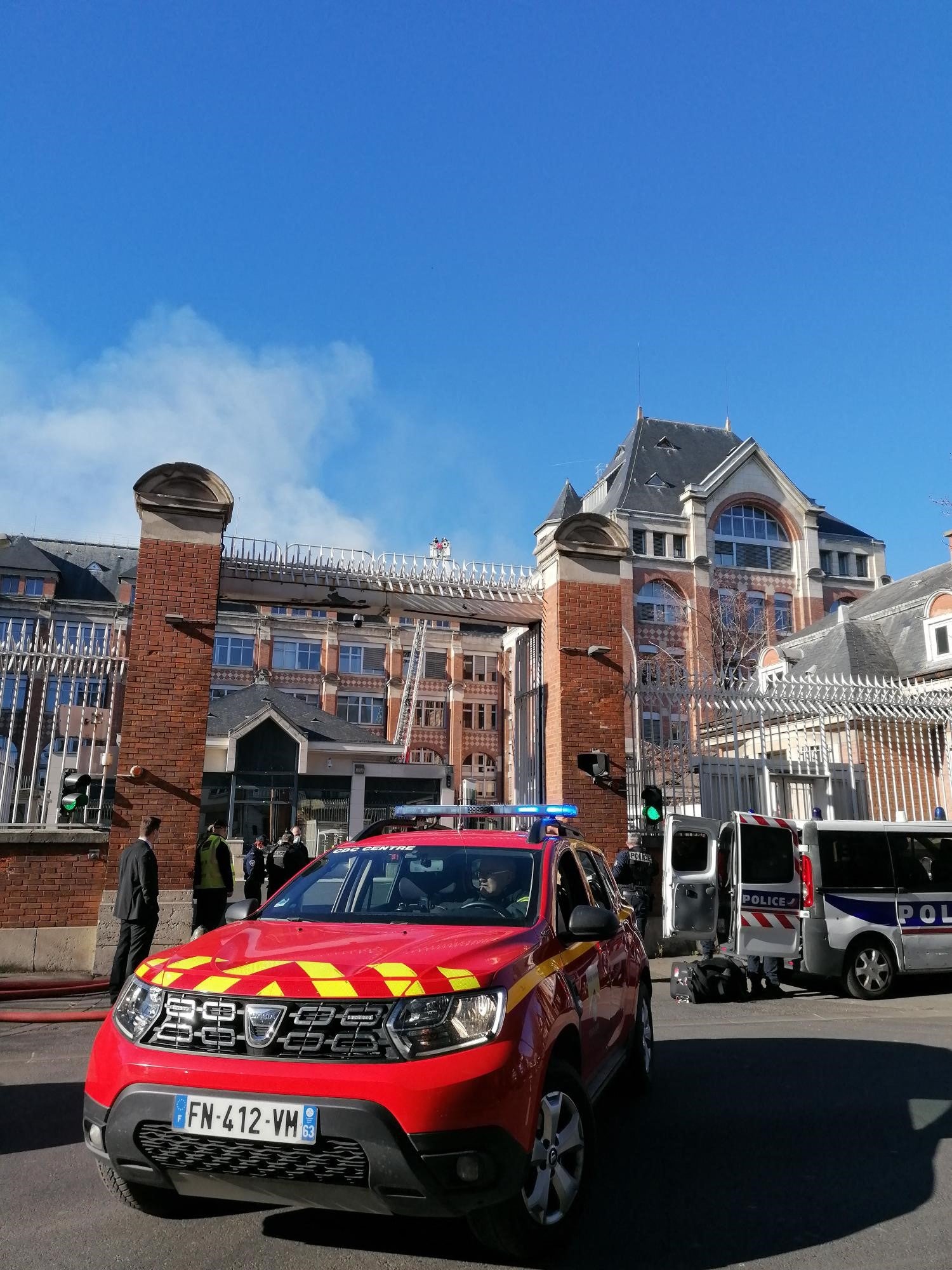 The aftermath of the huge fire at a Bank of France factory in Puy-de-Dome