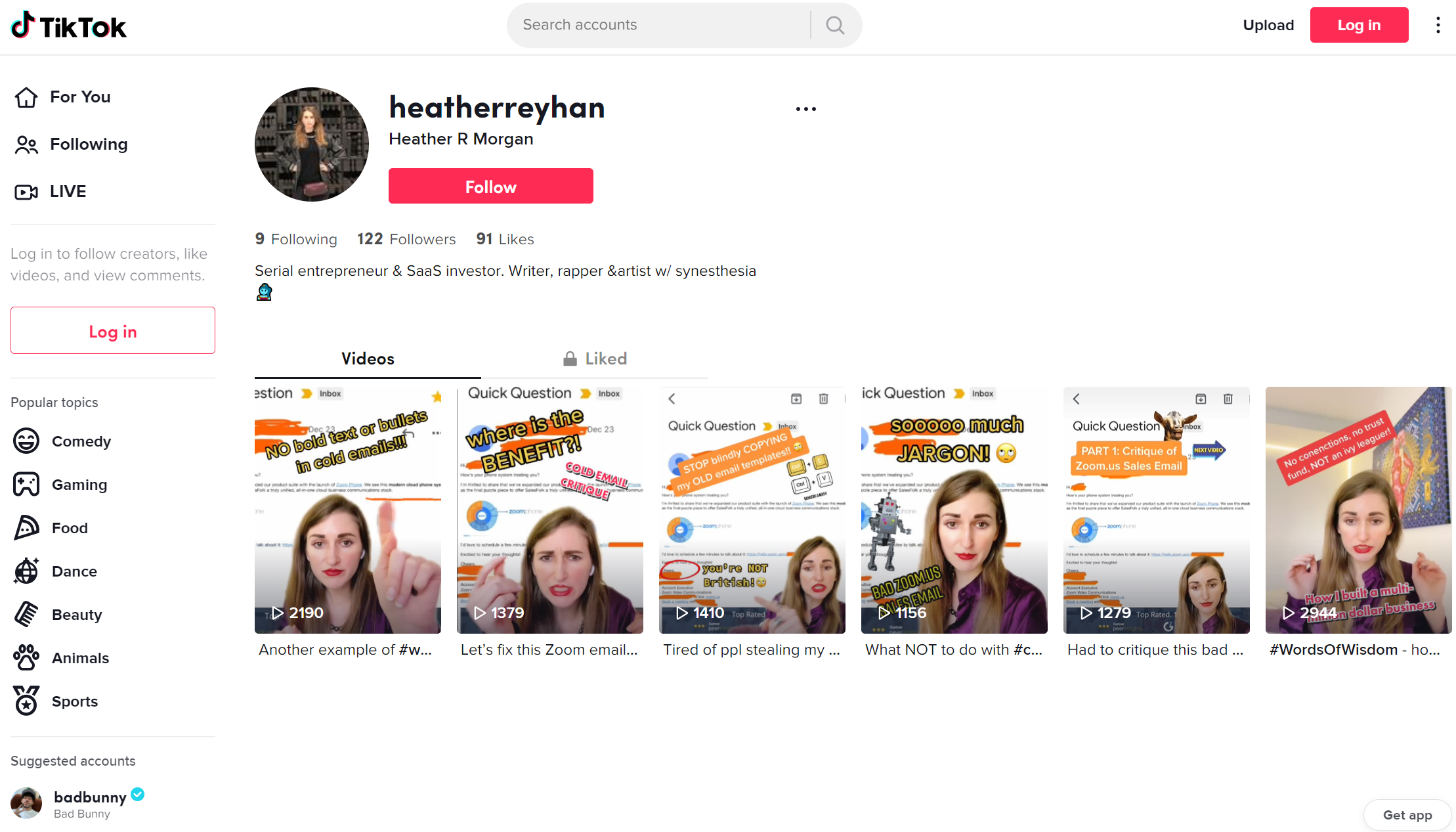 Heather Morgan on TikTok