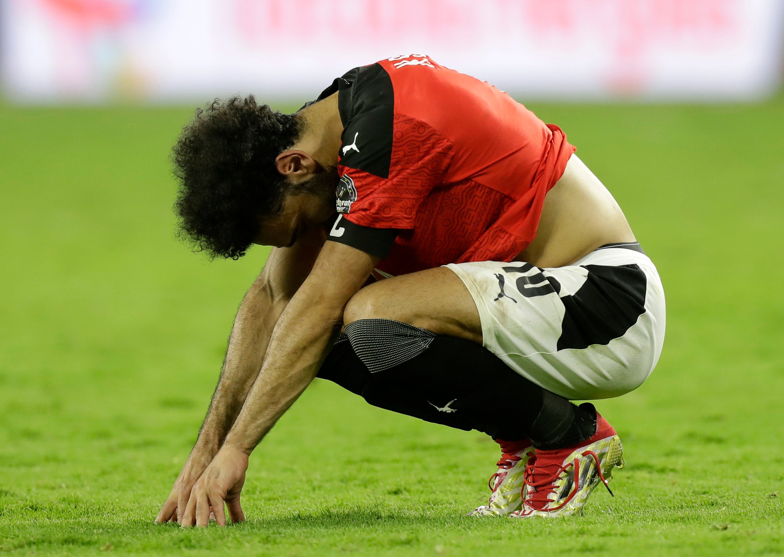 Mohamed Salah and Egypt were beaten on penalties in the Africa Cup of Nations final (Sunday Alamba/AP).