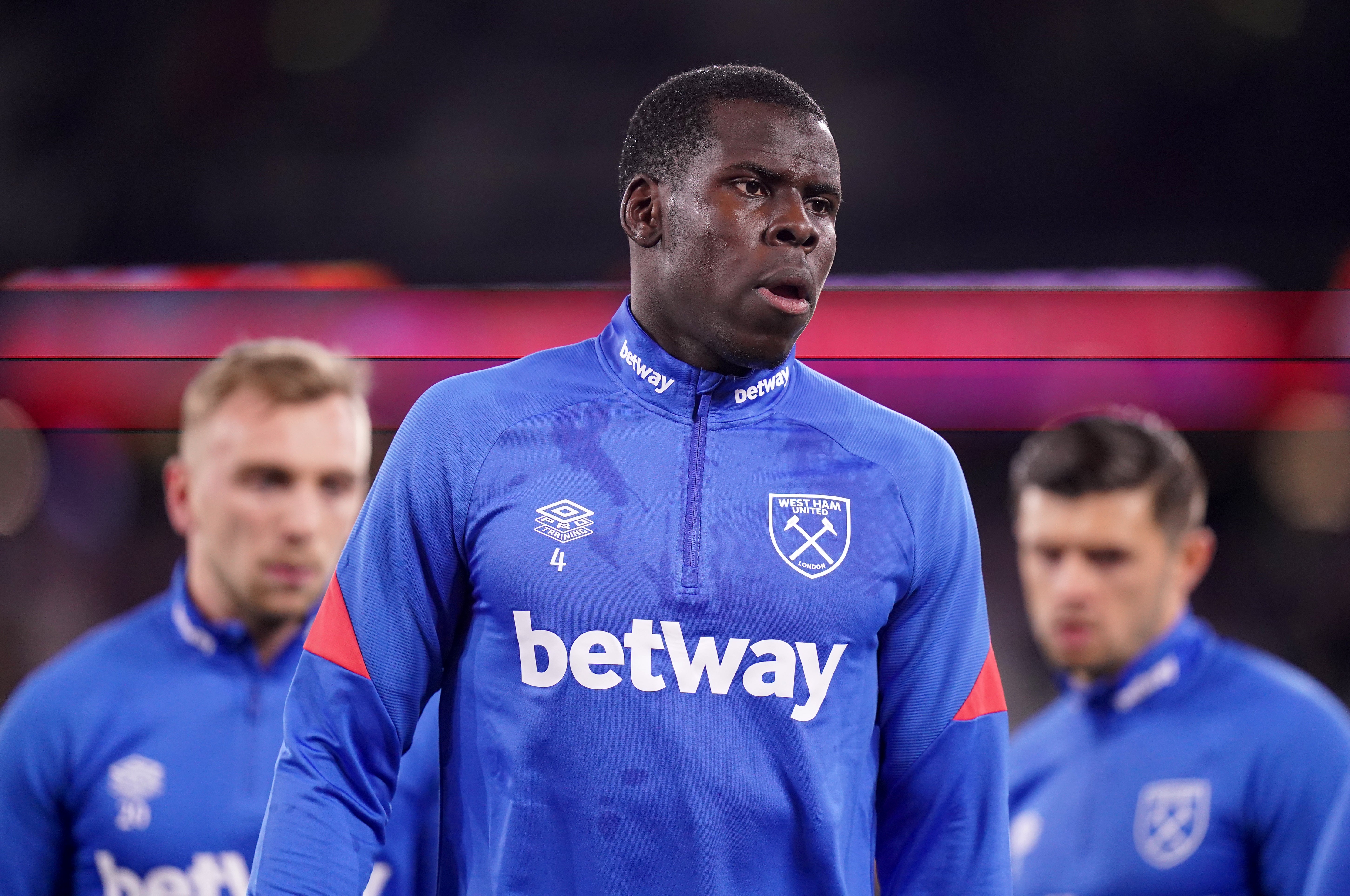 West Ham United’s Kurt Zouma warms up ahead of the Premier League match at the London Stadium (Adam Davy/PA)