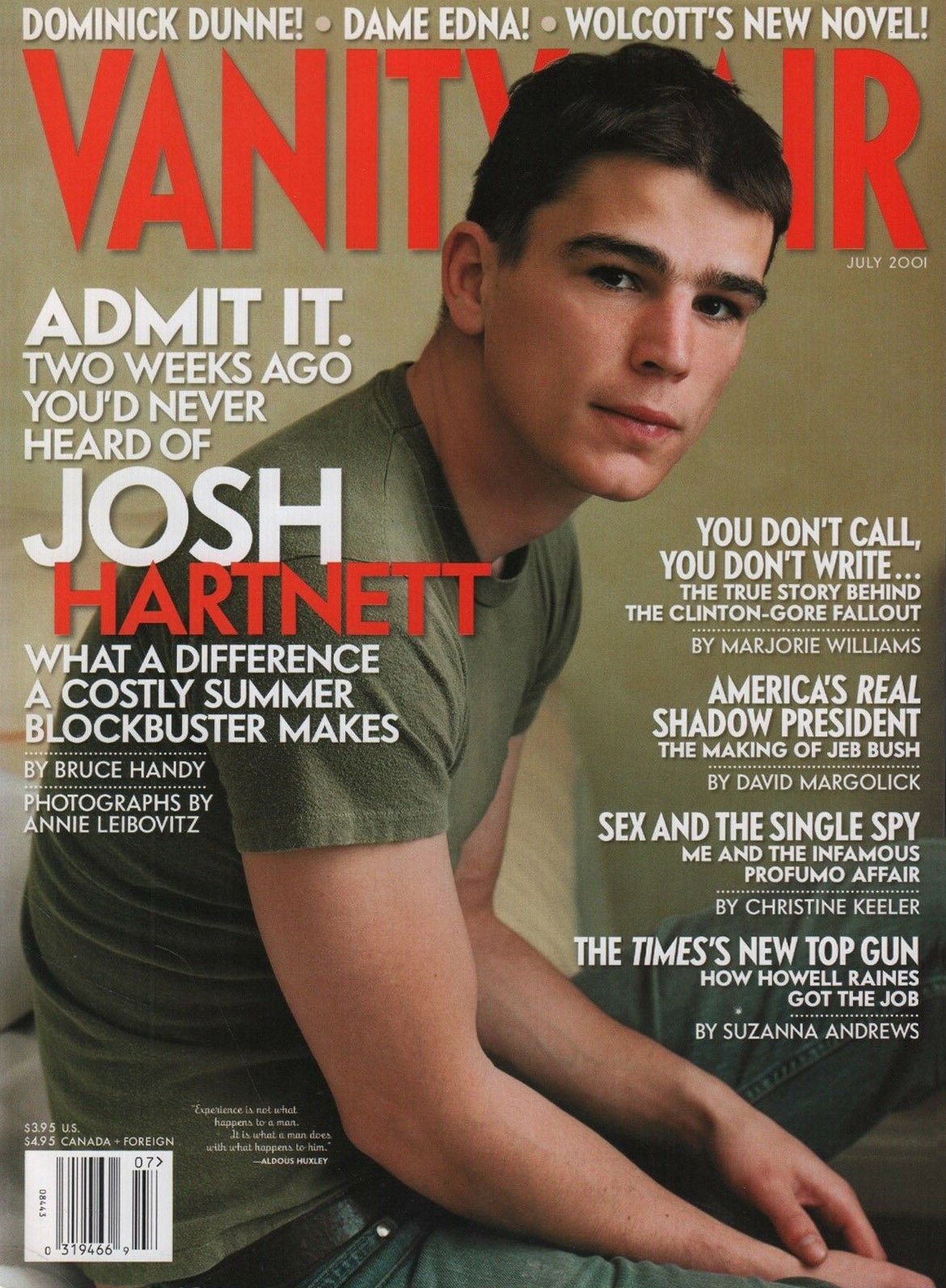 Hartnett on the cover of ‘Vanity Fair’ in 2001