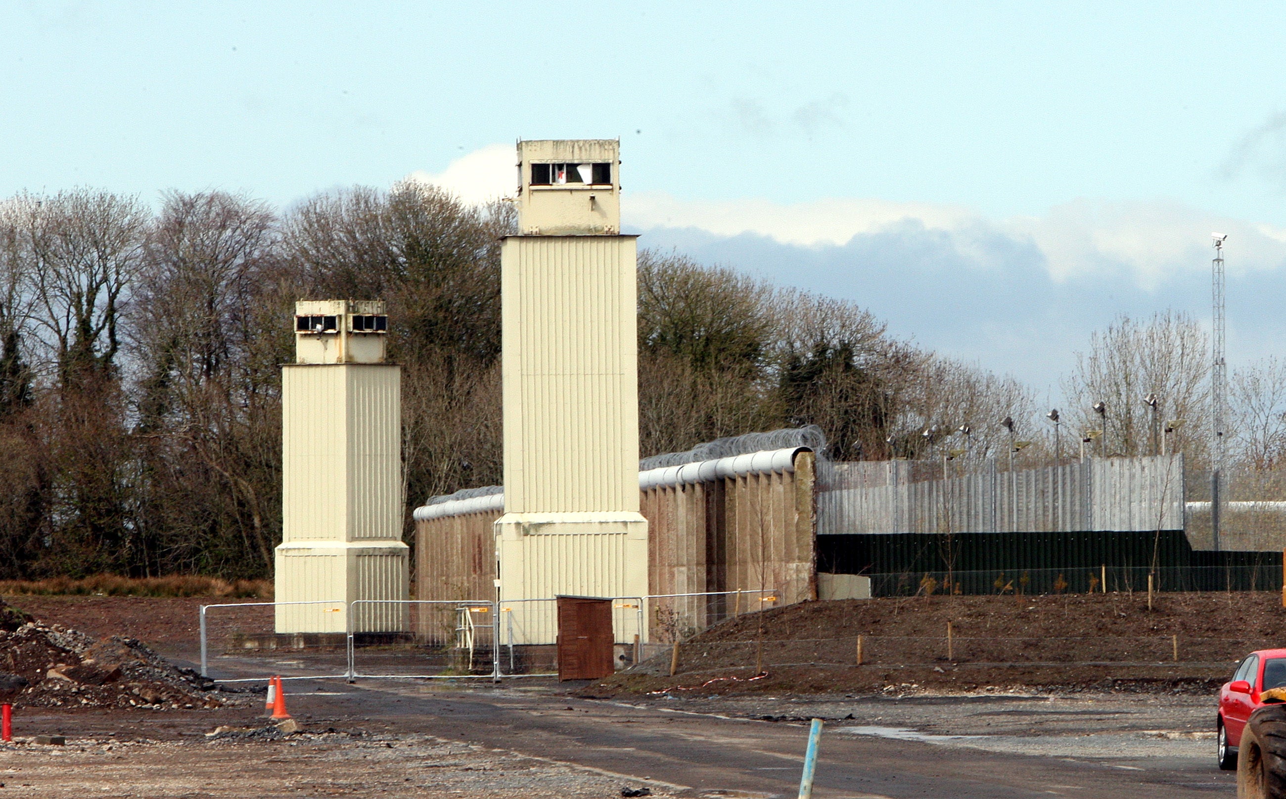 Watch towers at the remains of the Maze prison near Lisburn (Paul Faith/PA)