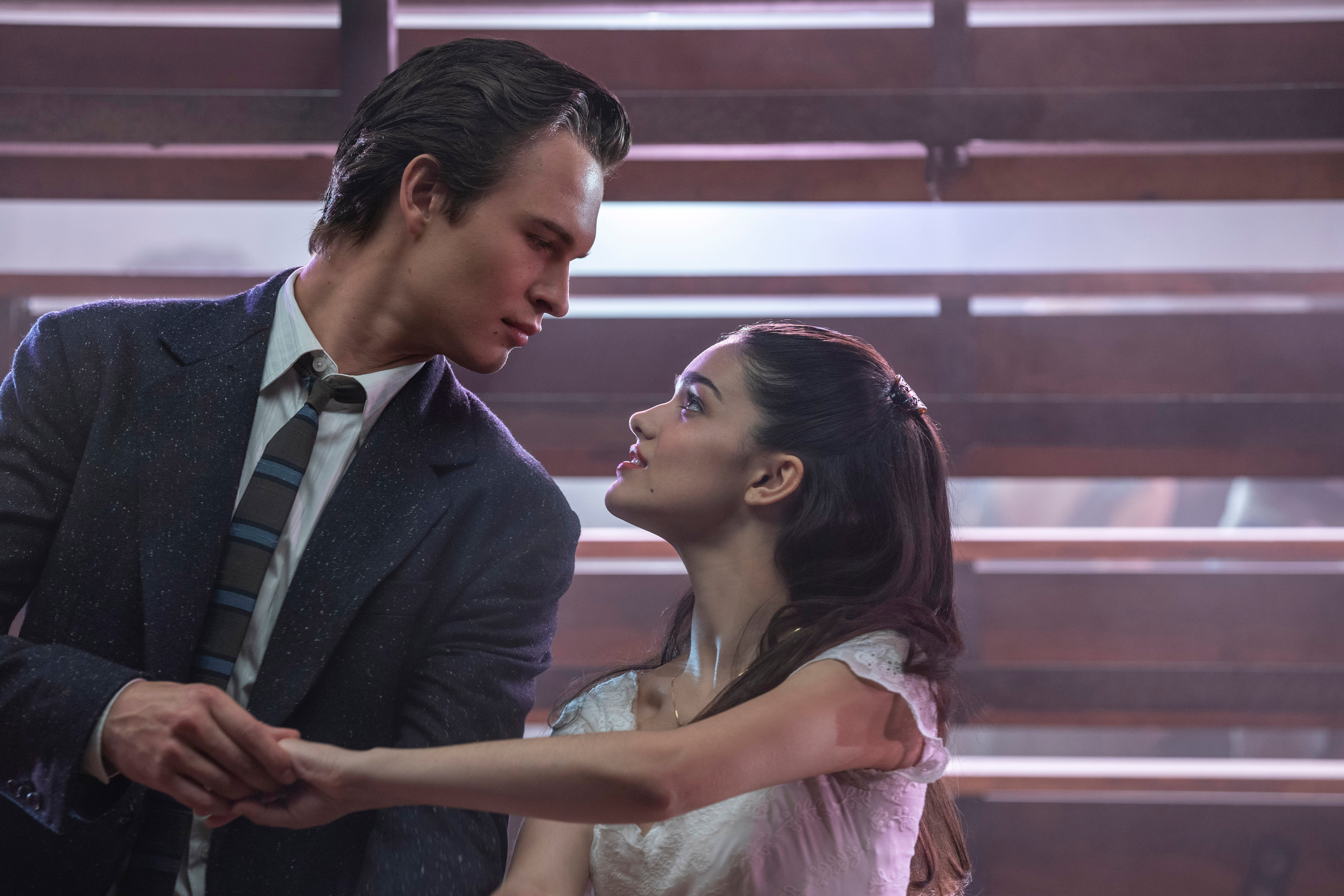 Ansel Elgort as Tony and Rachel Zegler as Maria in ‘West Side Story’