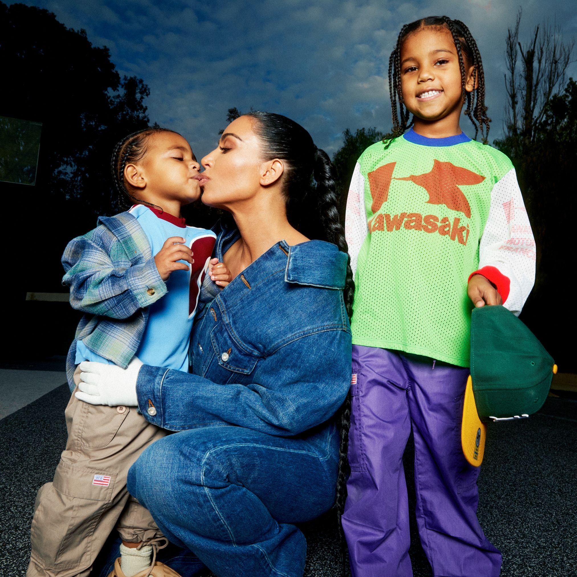 Kim poses with Psalm (L) and Saint (R)