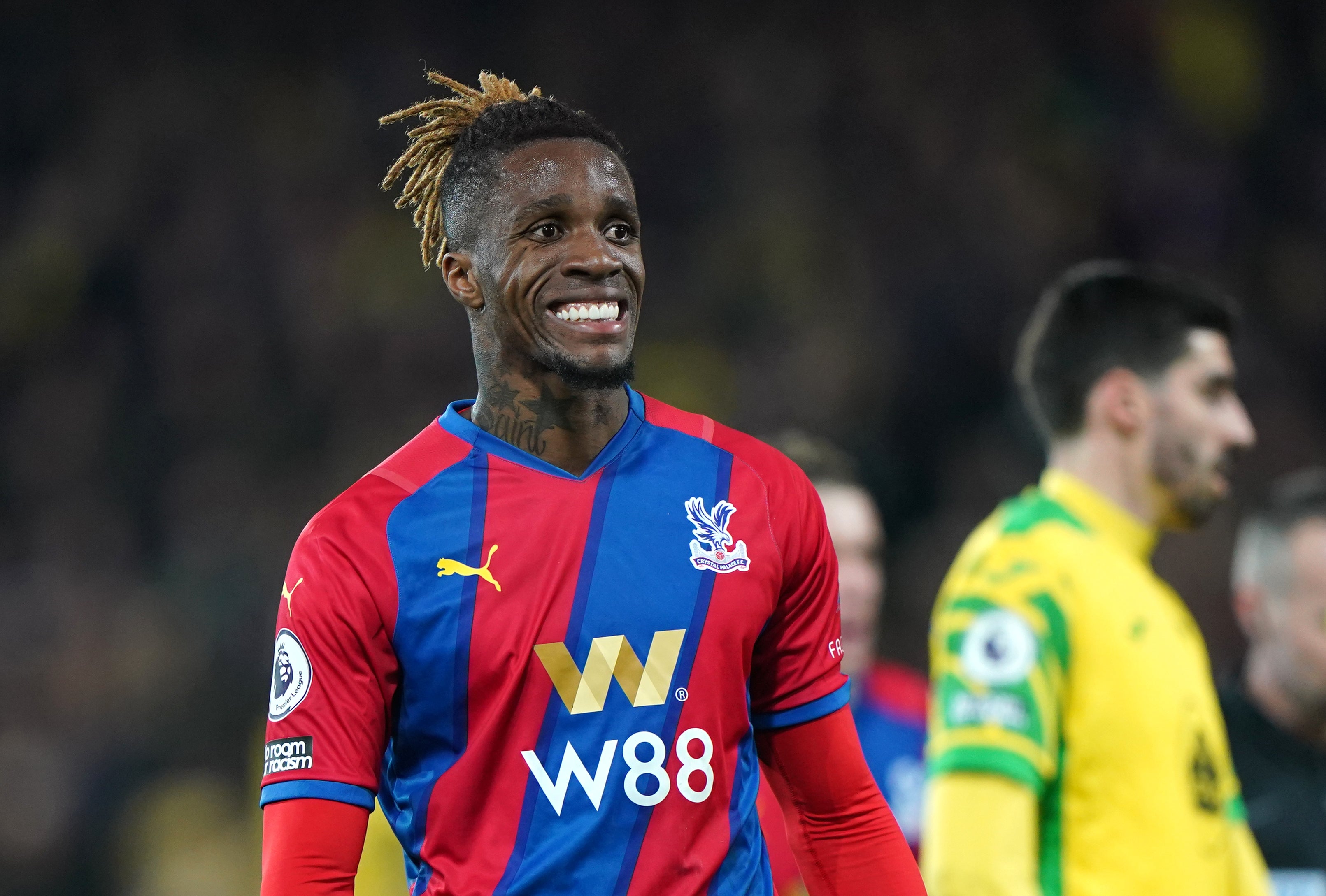 Wilfried Zaha was in the action at Carrow Road (Joe Giddens/PA)