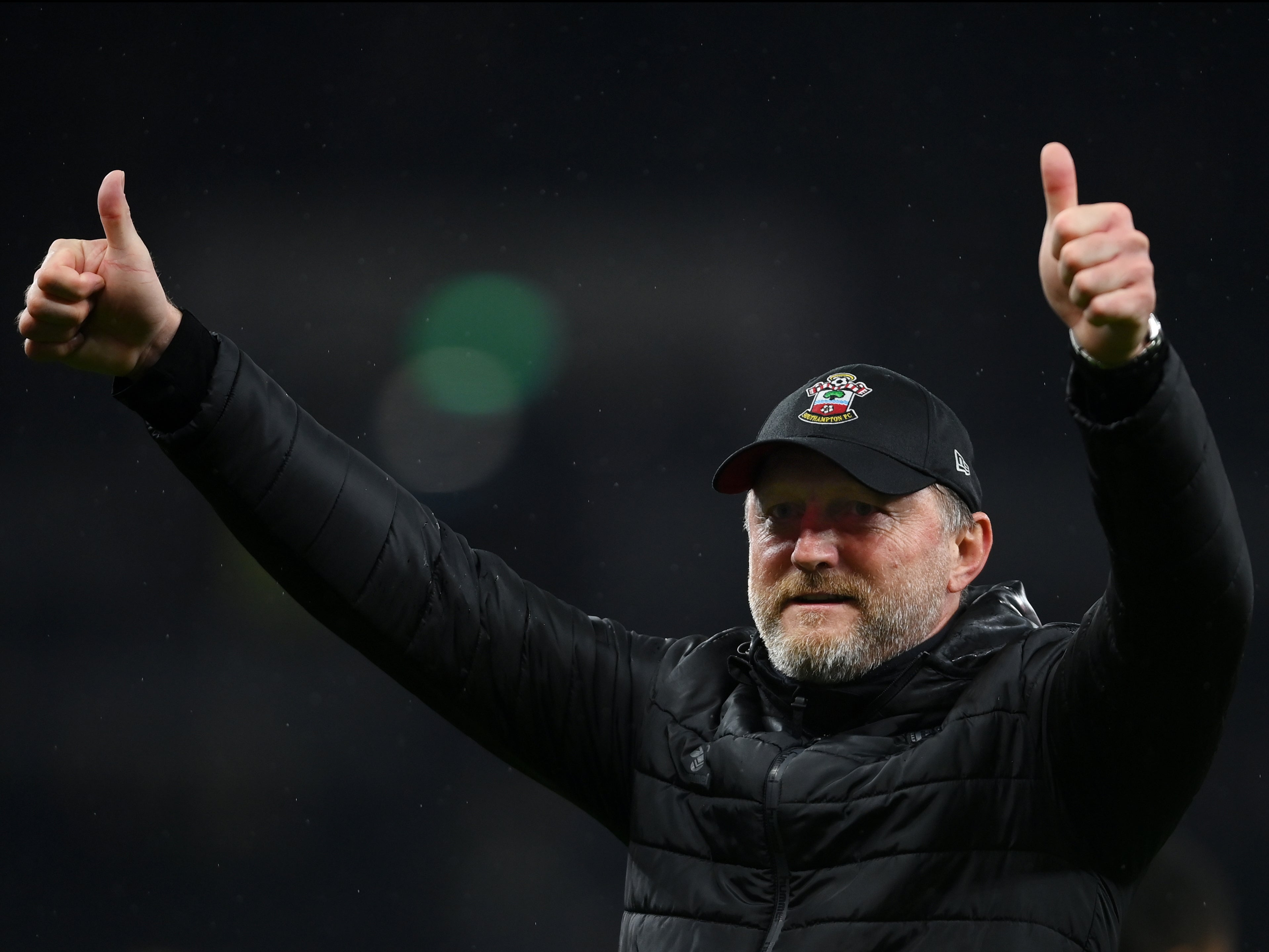 Ralph Hasenhuttl celebrates Tottenham’s victory