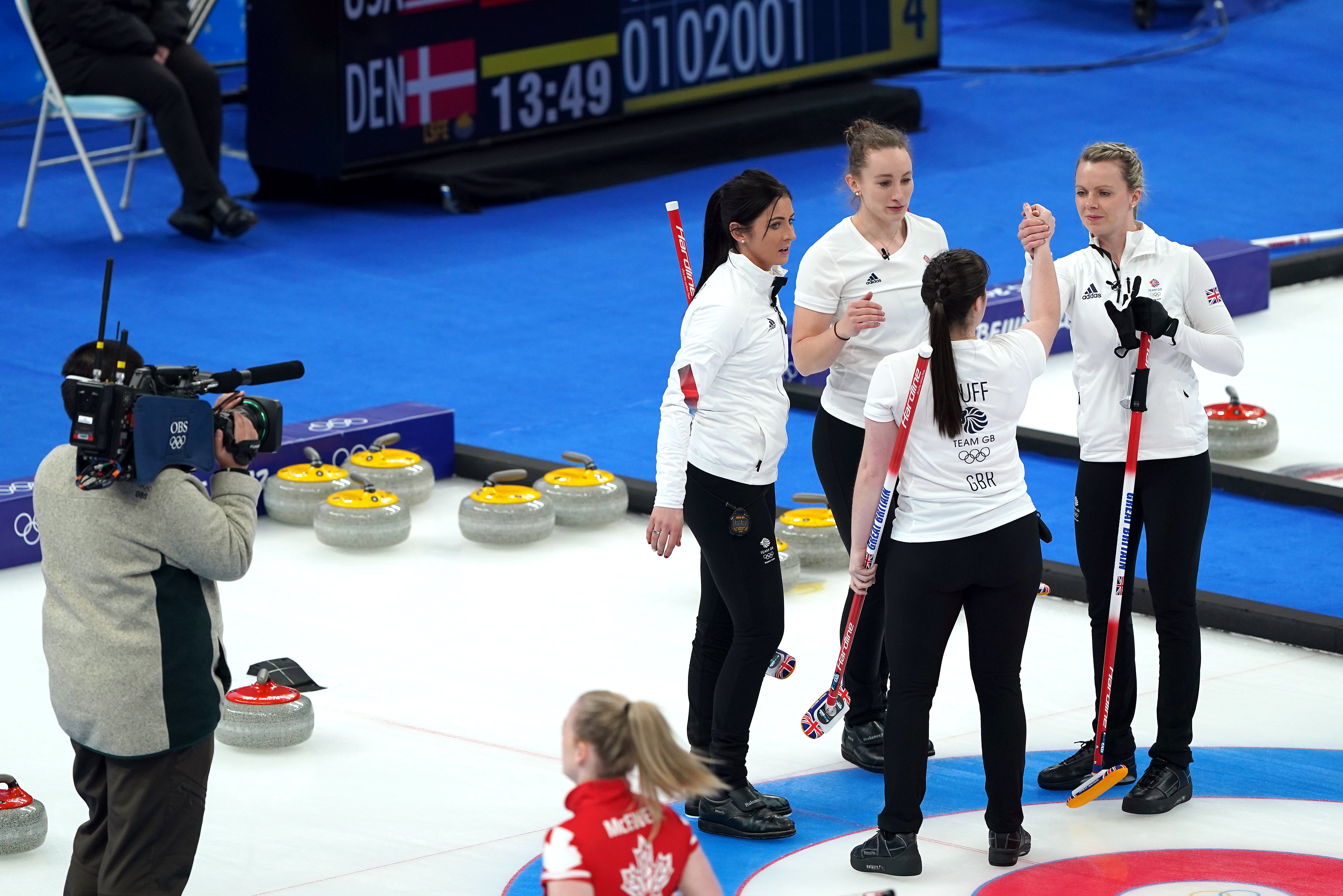 Britain celebrated an 8-2 win over defending champions Sweden on Thursday (Andrew Milligan/PA)