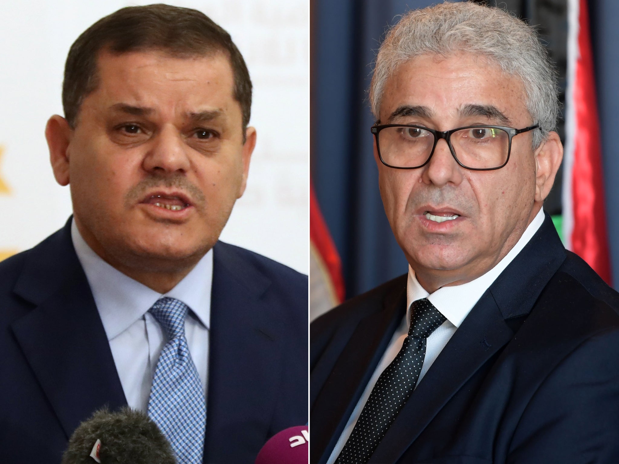 Fathi Bashagha (L) and Abdul Hamid Dbeibah (R)