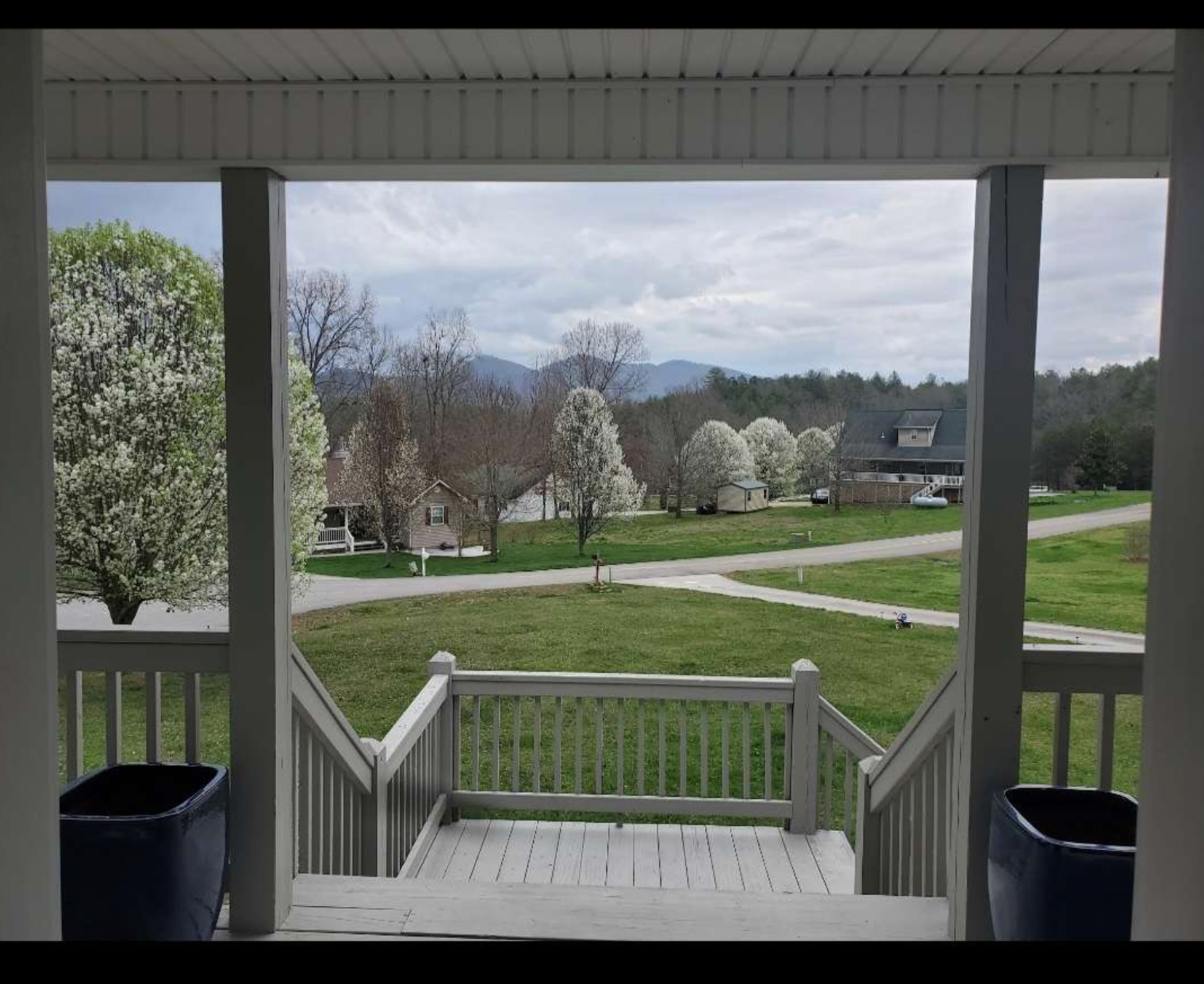 The view from the front door of Melissa Shields Henderson’s home in Blairsville, Georgia