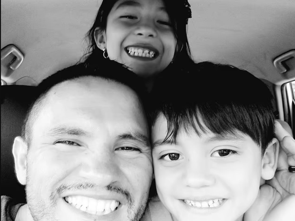 Humberto Christian Tovar, 41, and his two children Valeria, 12, and Matias, nine, in a photo just one hour before he killed the children and himself.