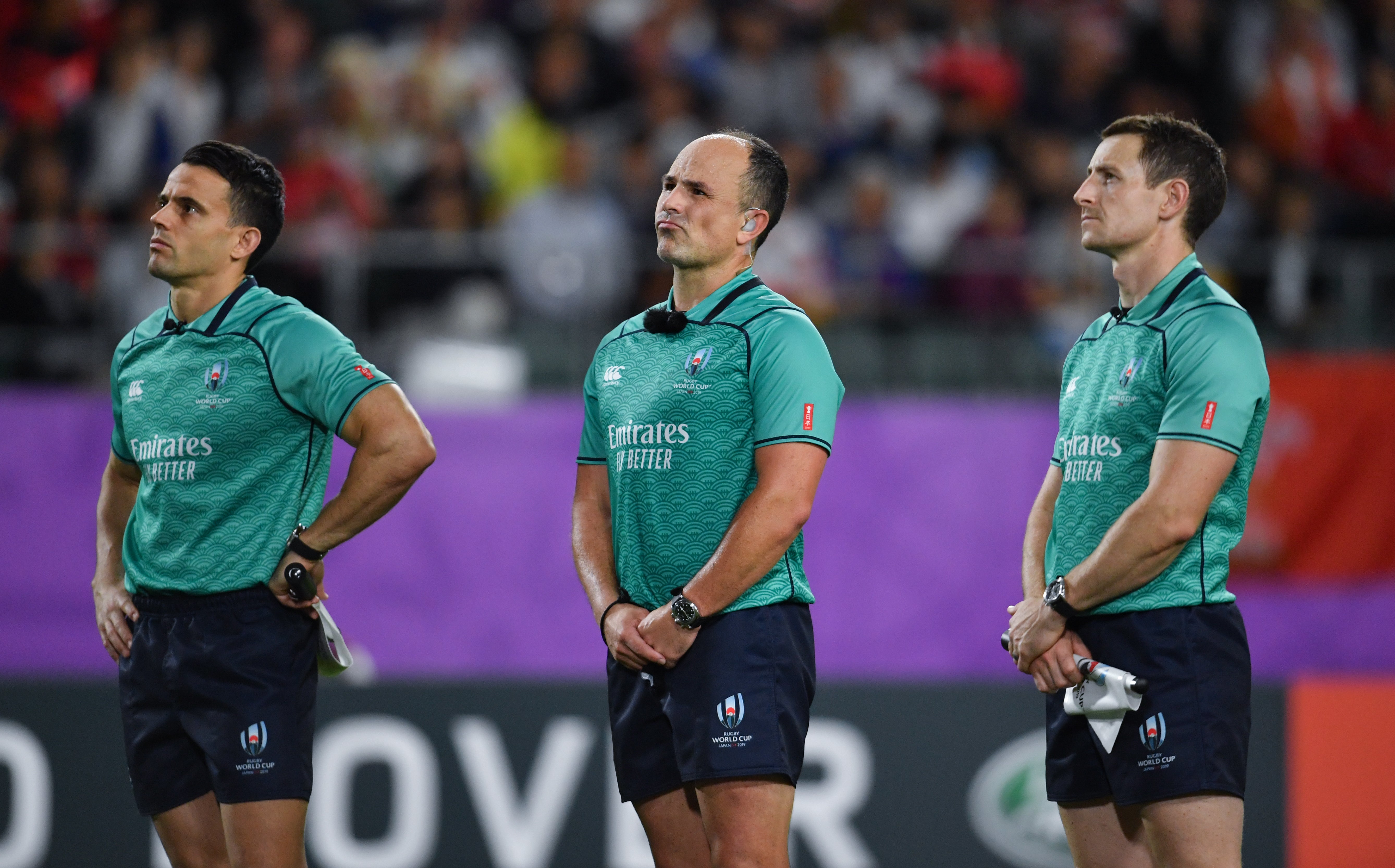 Jaco Peyper (centre) refereed Wales’ Six Nations encounter against Ireland (Ashley Western/PA)