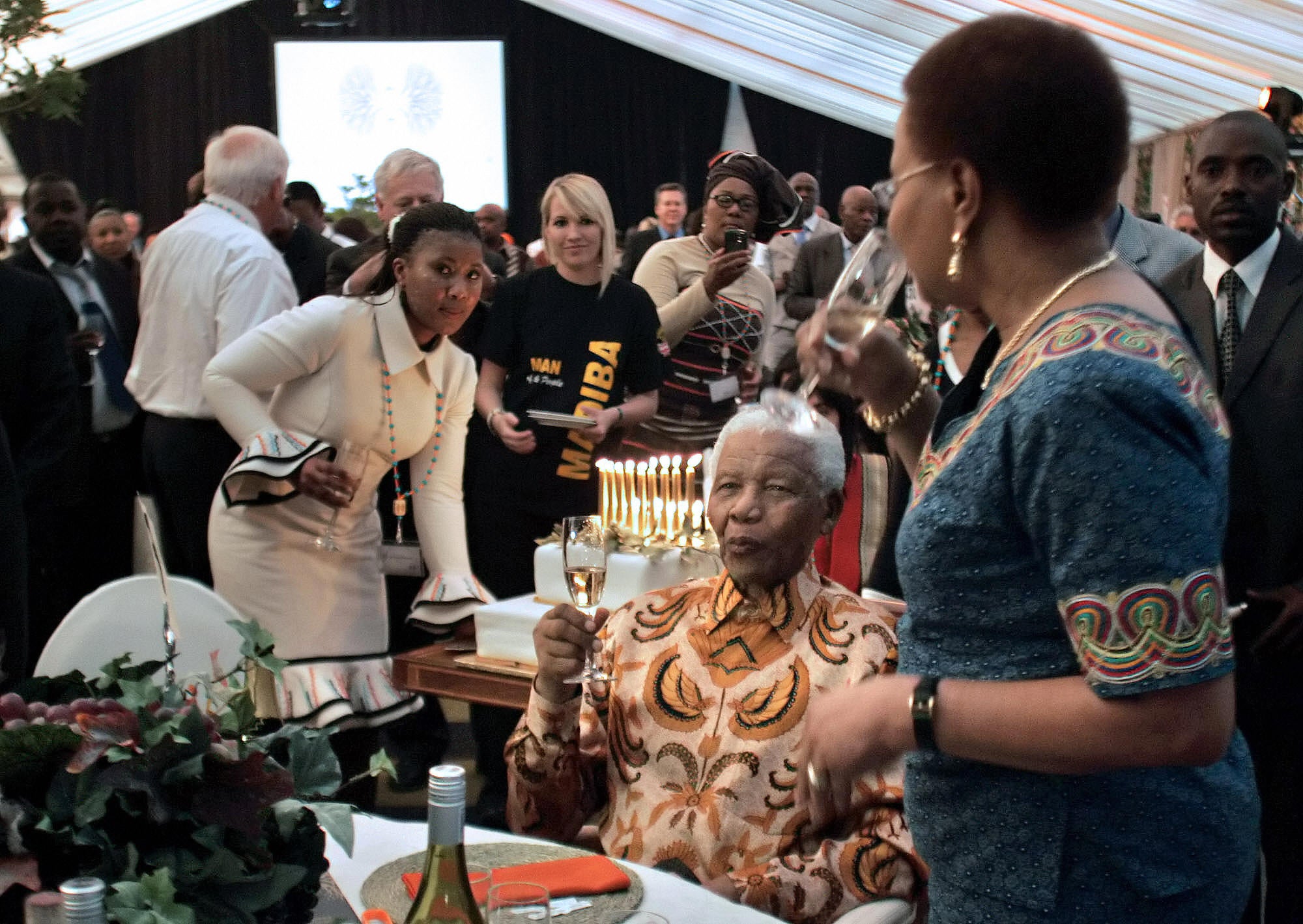 Tukwini Mandela (centre) at Nelson Mandela’s 90th birthday celebrations on 19 July 2008, at his house in Qunu