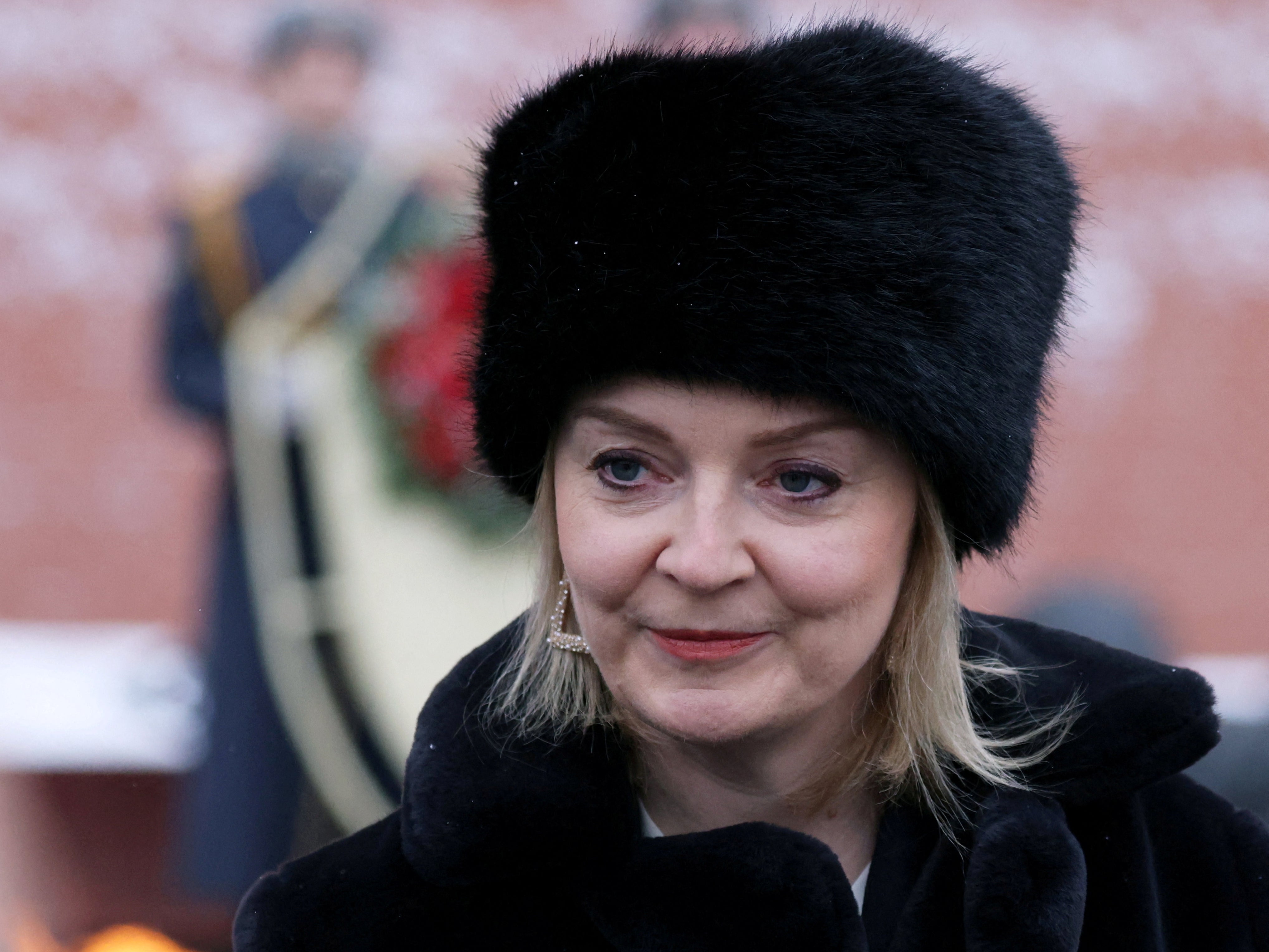 British Foreign Secretary Liz Truss visits the Tomb of the Unknown Soldier by the Kremlin Wall in Moscow