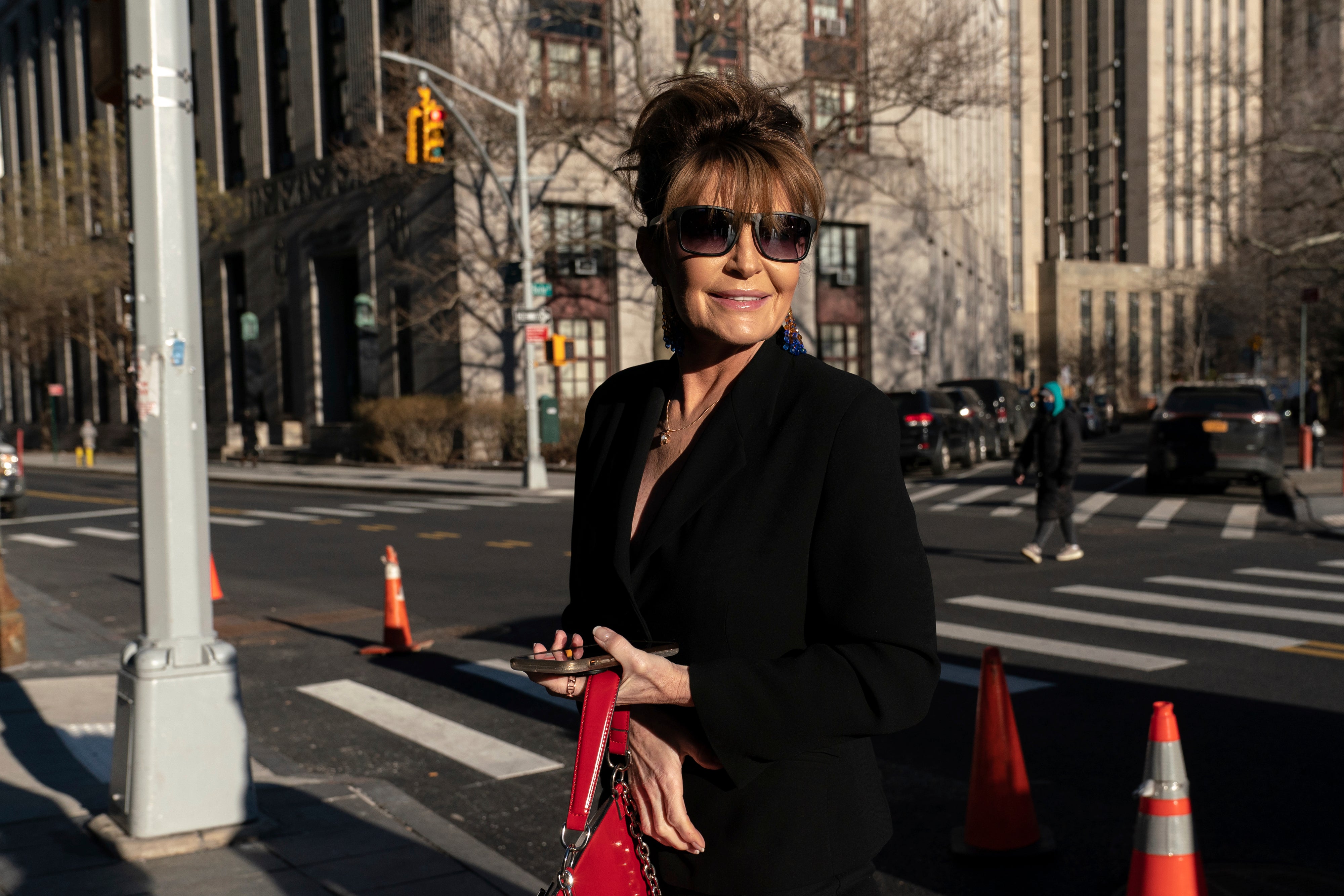 Sarah Palin arrives at US District Court in Manhattan on 11 February.